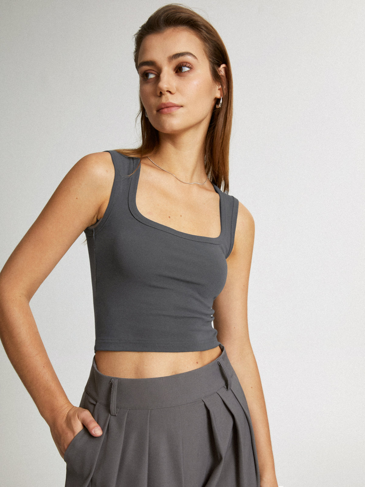 Thecomense - Scoop Neck Everyday Stretch Tank Top