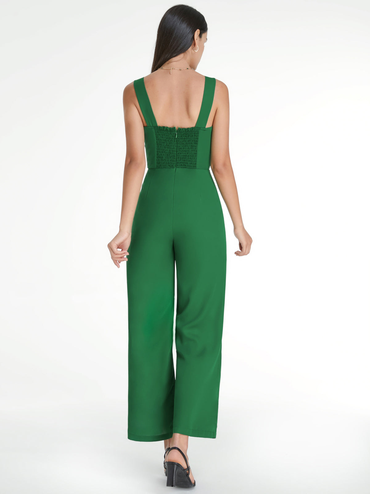 Thecomense - Square Neck Wide Leg Contour Tank Jumpsuit