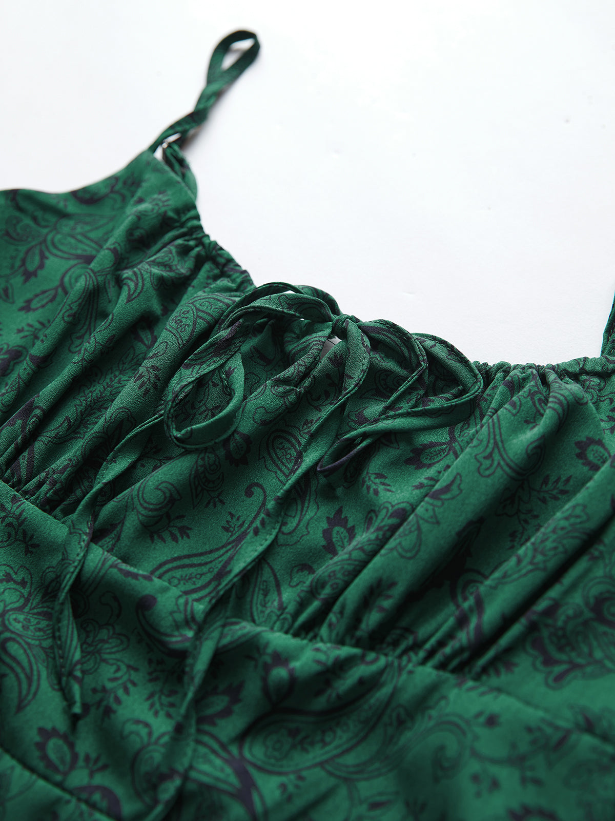 Thecomense - Emerald Green Paisley Smoothie Strap Dress
