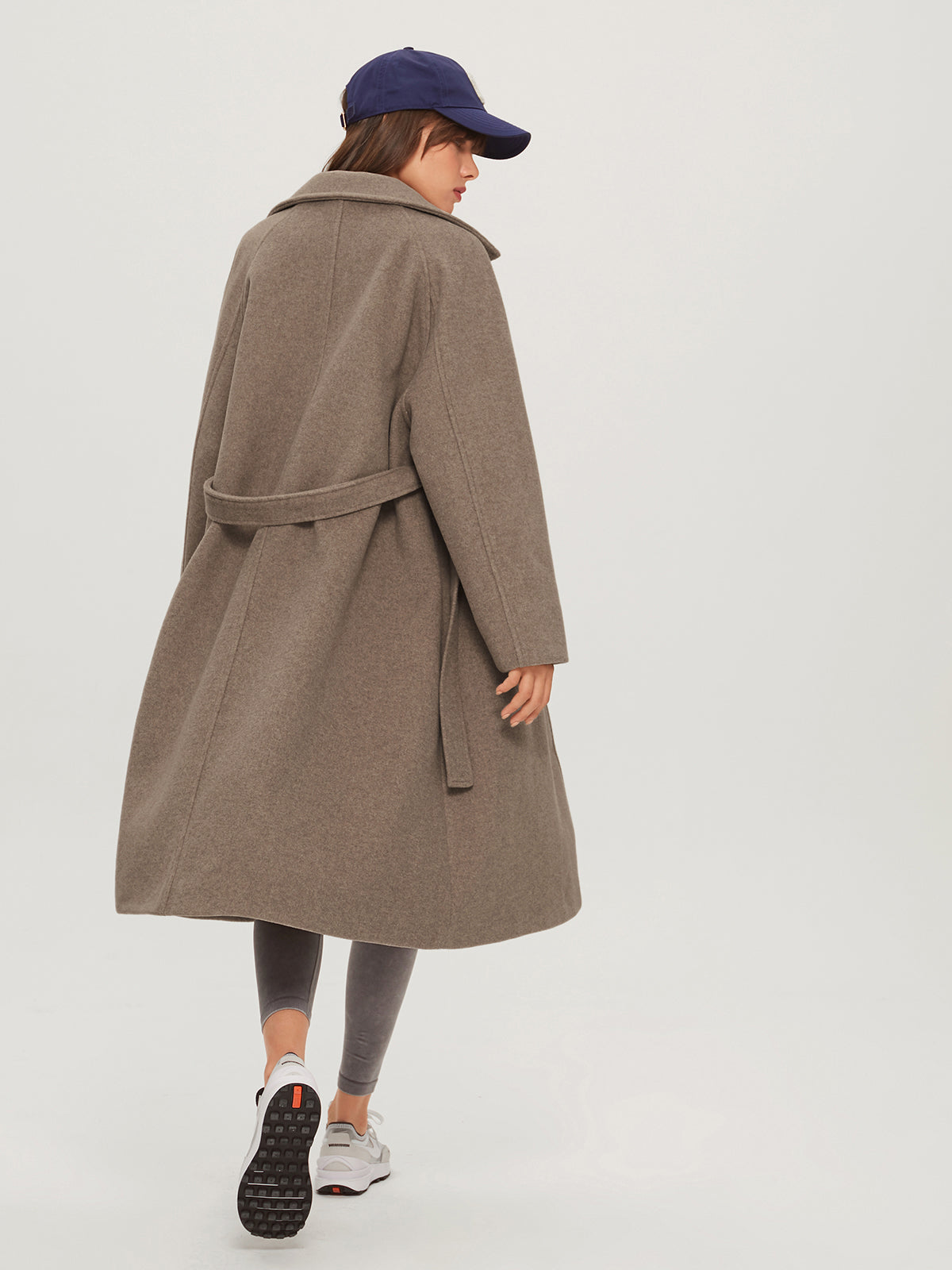 Thecomense - Brushed Wool Belted Long Overcoat