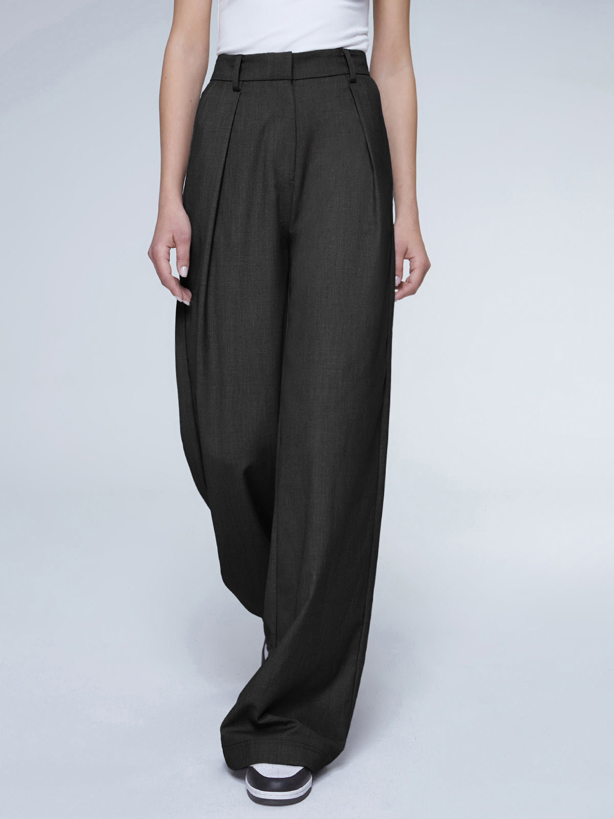 Thecomense - Oversized High Waisted Pleat Front Trousers