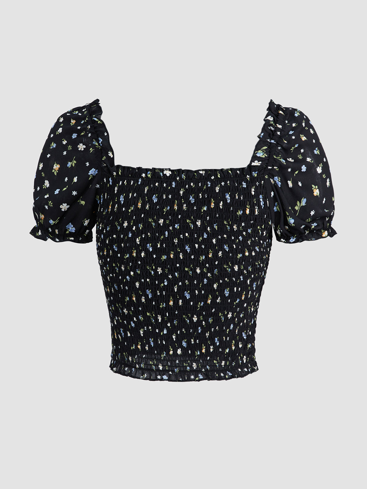 Thecomense - Botanical Puff Sleeve Shirt