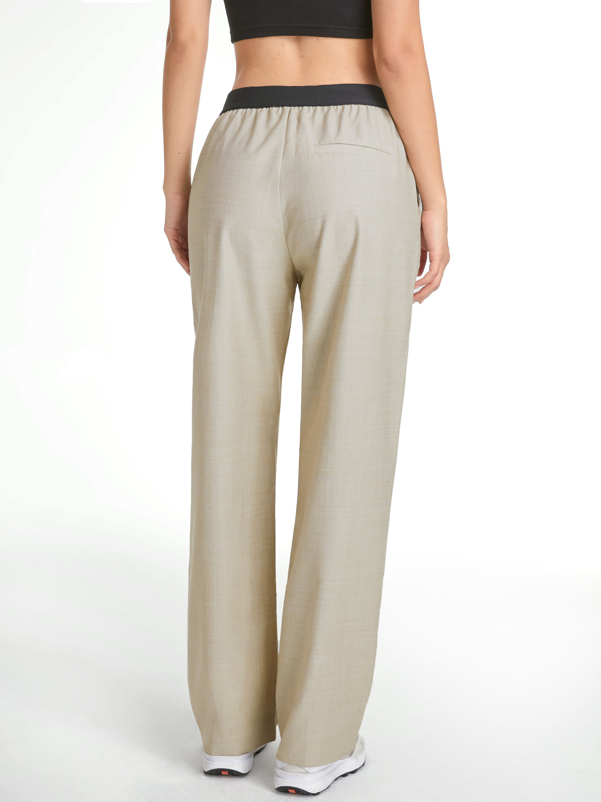 Thecomense - High Waisted Relaxed Fit Straight Leg Trousers With Athletic Waistband