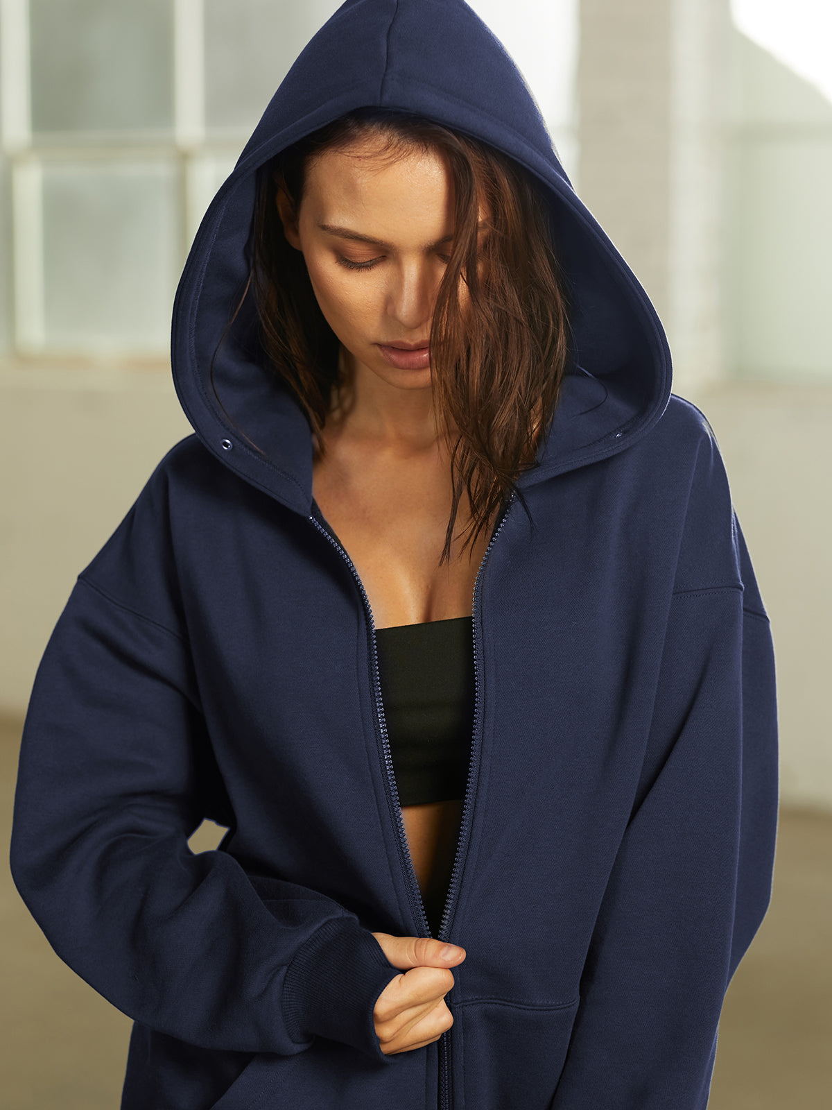 Thecomense - Oversized Everyday Zip Up Hoodie