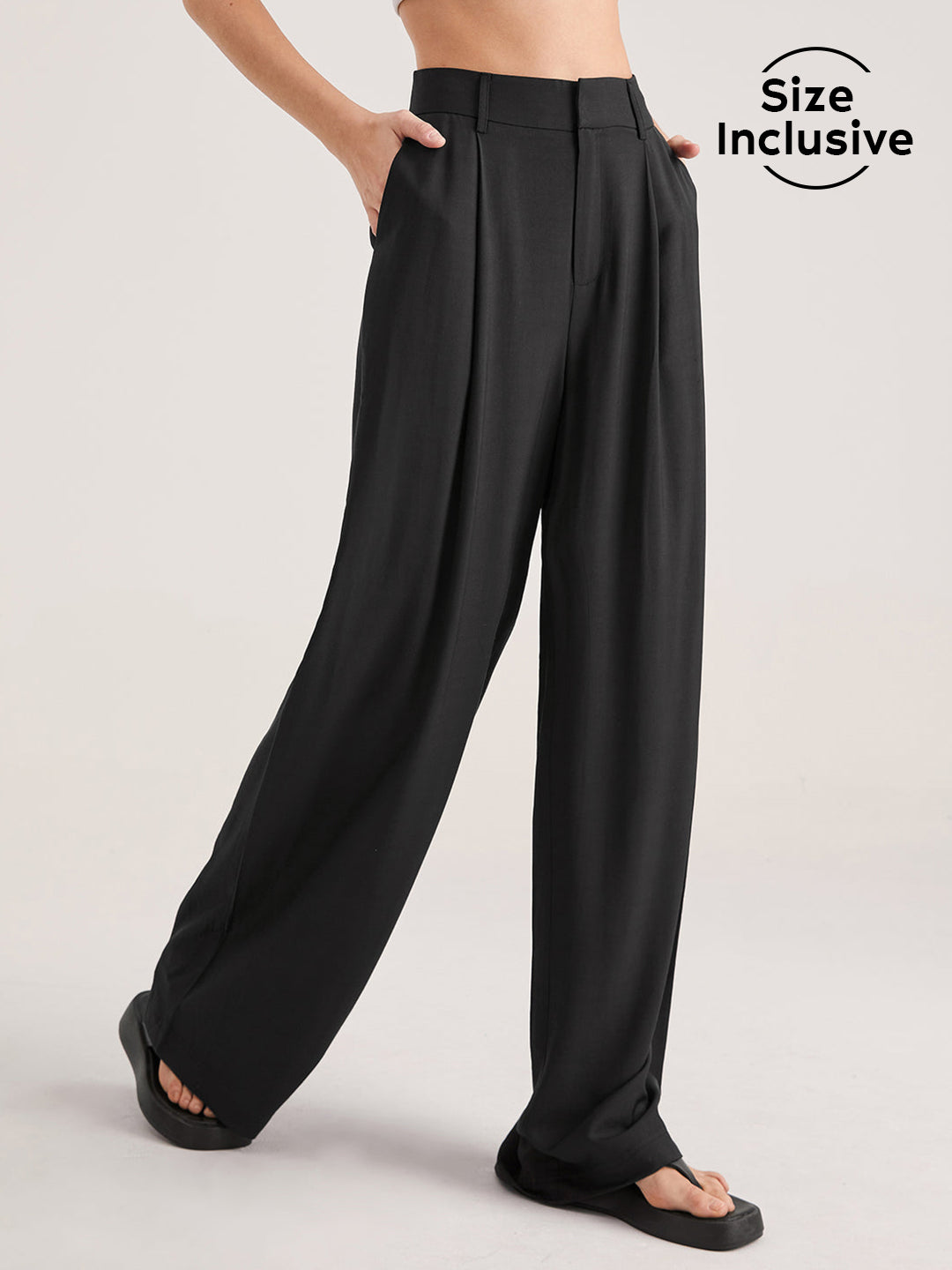Thecomense - Oversized High Waisted Pleat Front Trousers