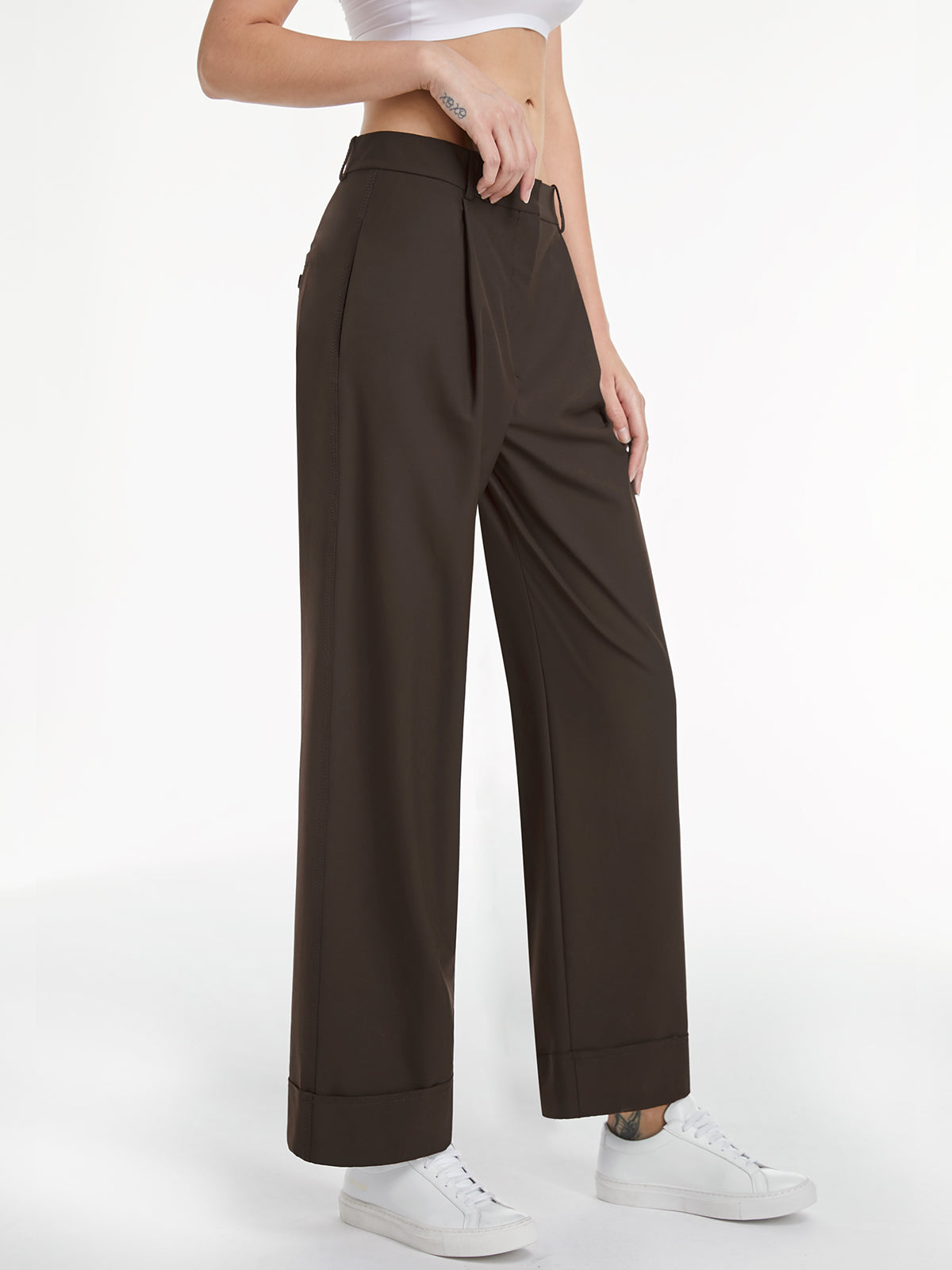 Thecomense - Mid Rise Wide Boxy Leg Trousers