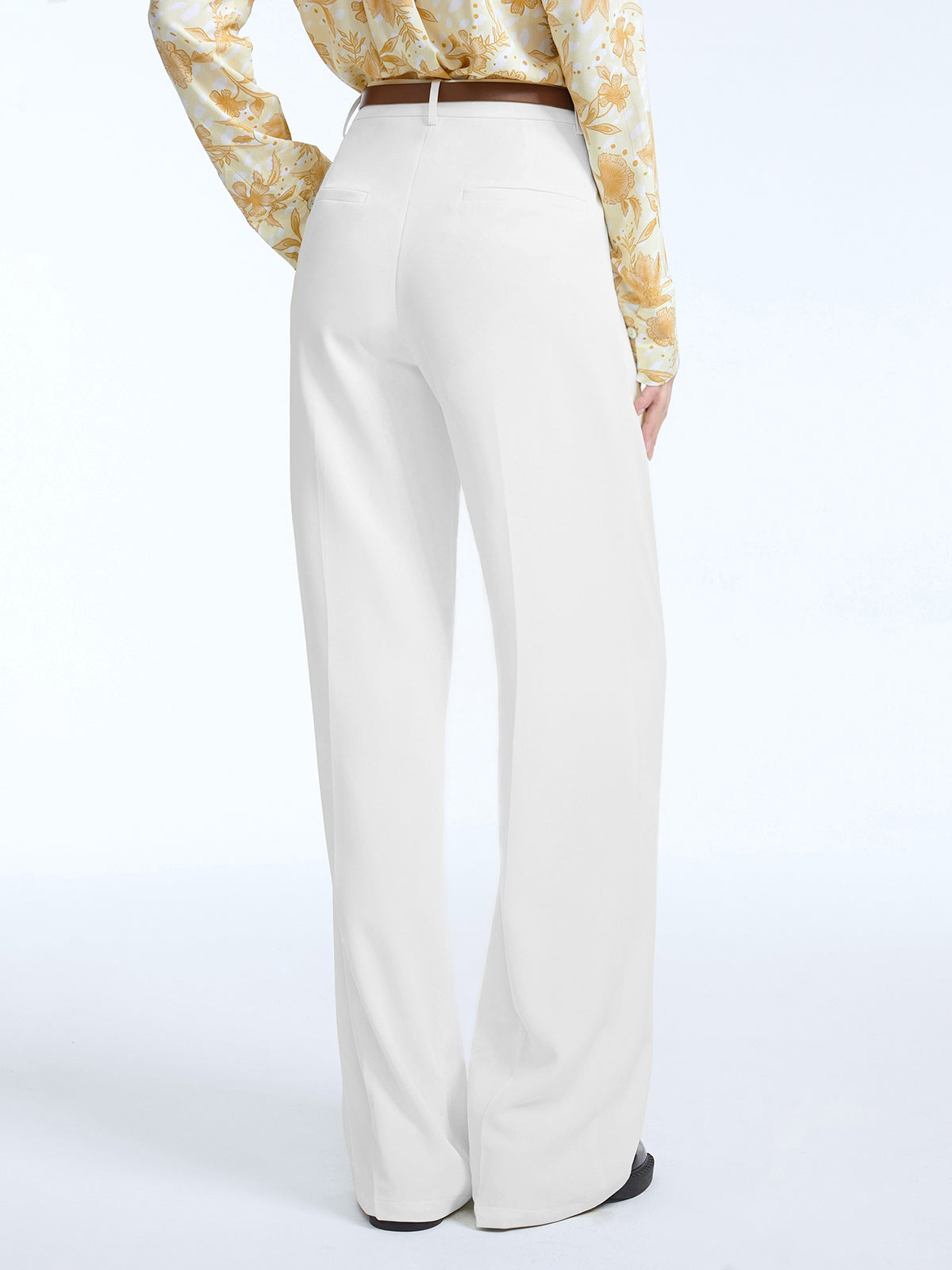 Thecomense - High Waisted Semi-sheer Wide Leg Trousers