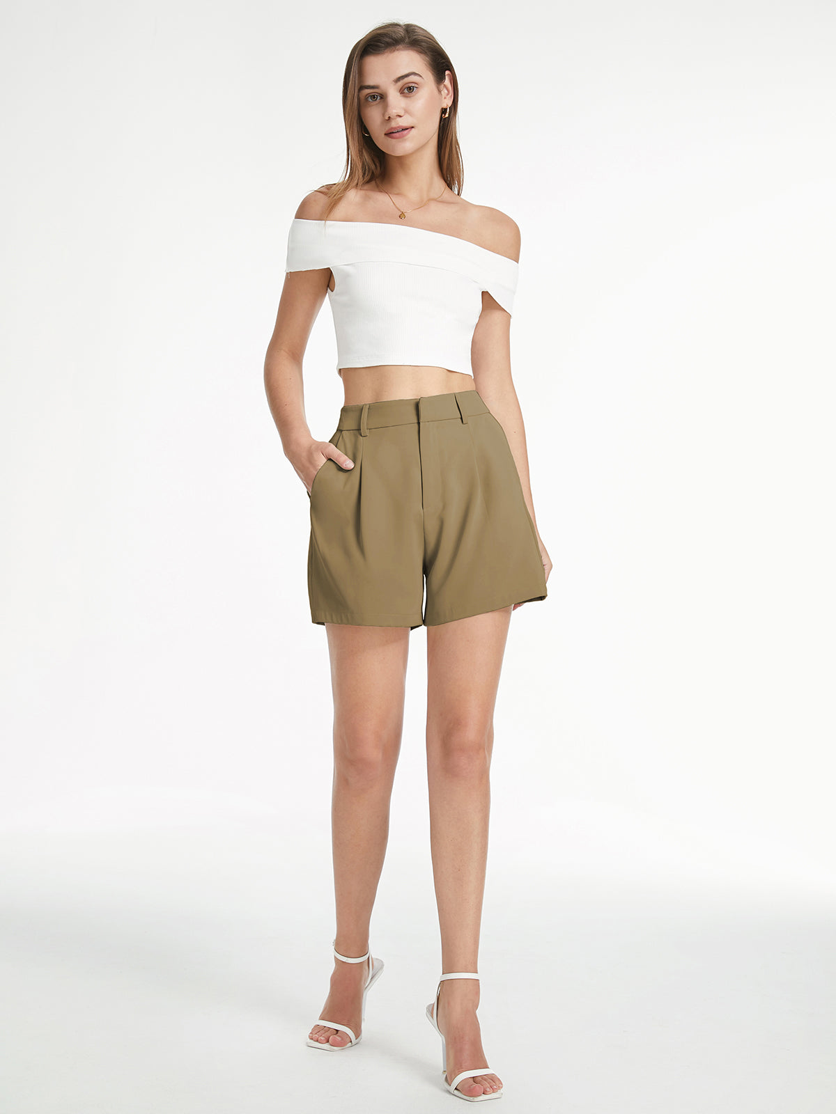 Thecomense - High Waisted Pastel Trouser Shorts