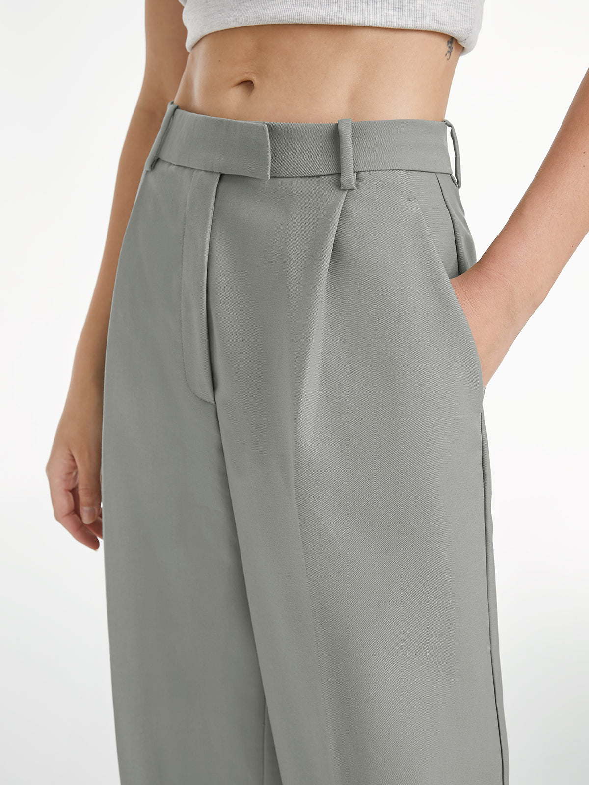 Thecomense - Double Pleat Front High Waisted Trousers