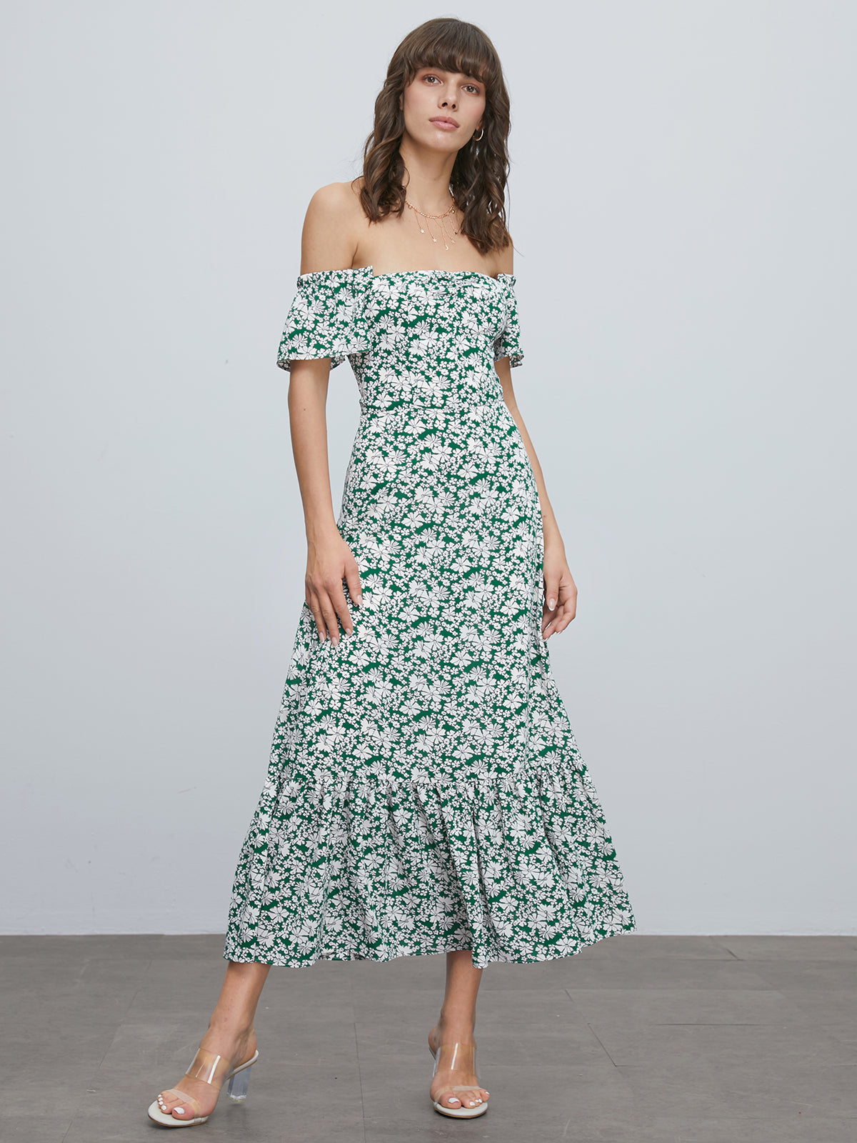 Thecomense - Off Shoulder Floral Long Dress