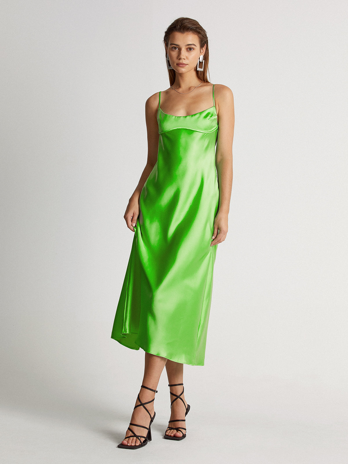Thecomense - Be-Leaf In Me Satin Midi Dress