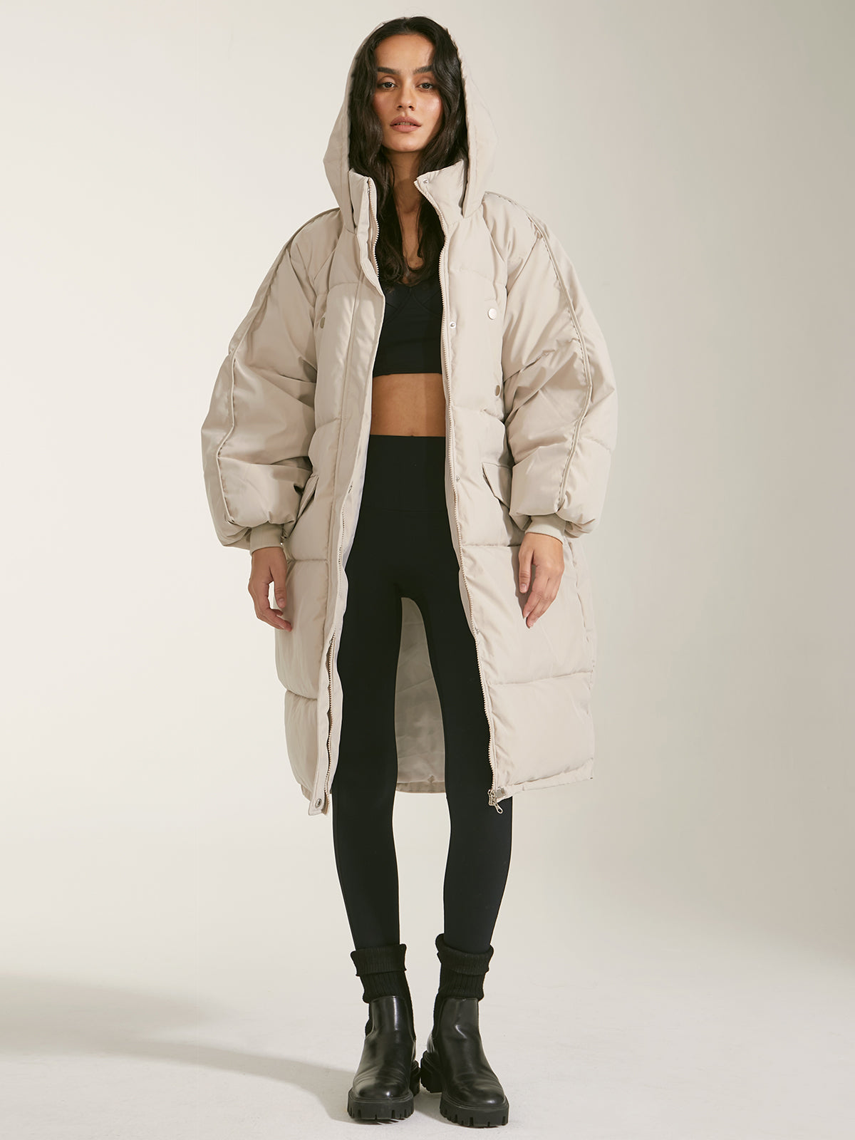 Thecomense - Long Hooded Puffer Parka Coat