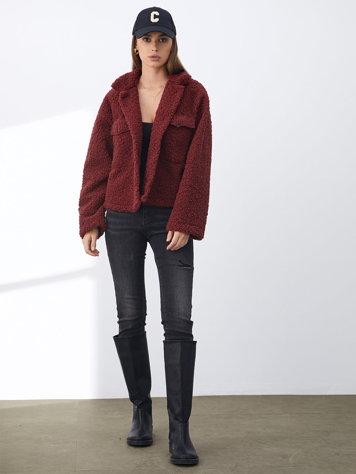 Thecomense - Button Front Teddy Sherpa Jacket