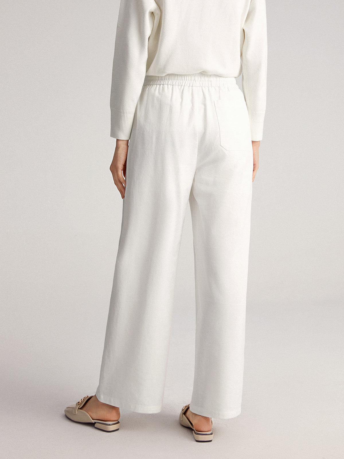 Thecomense - Simple Bell Drawstring Wide Leg Pants