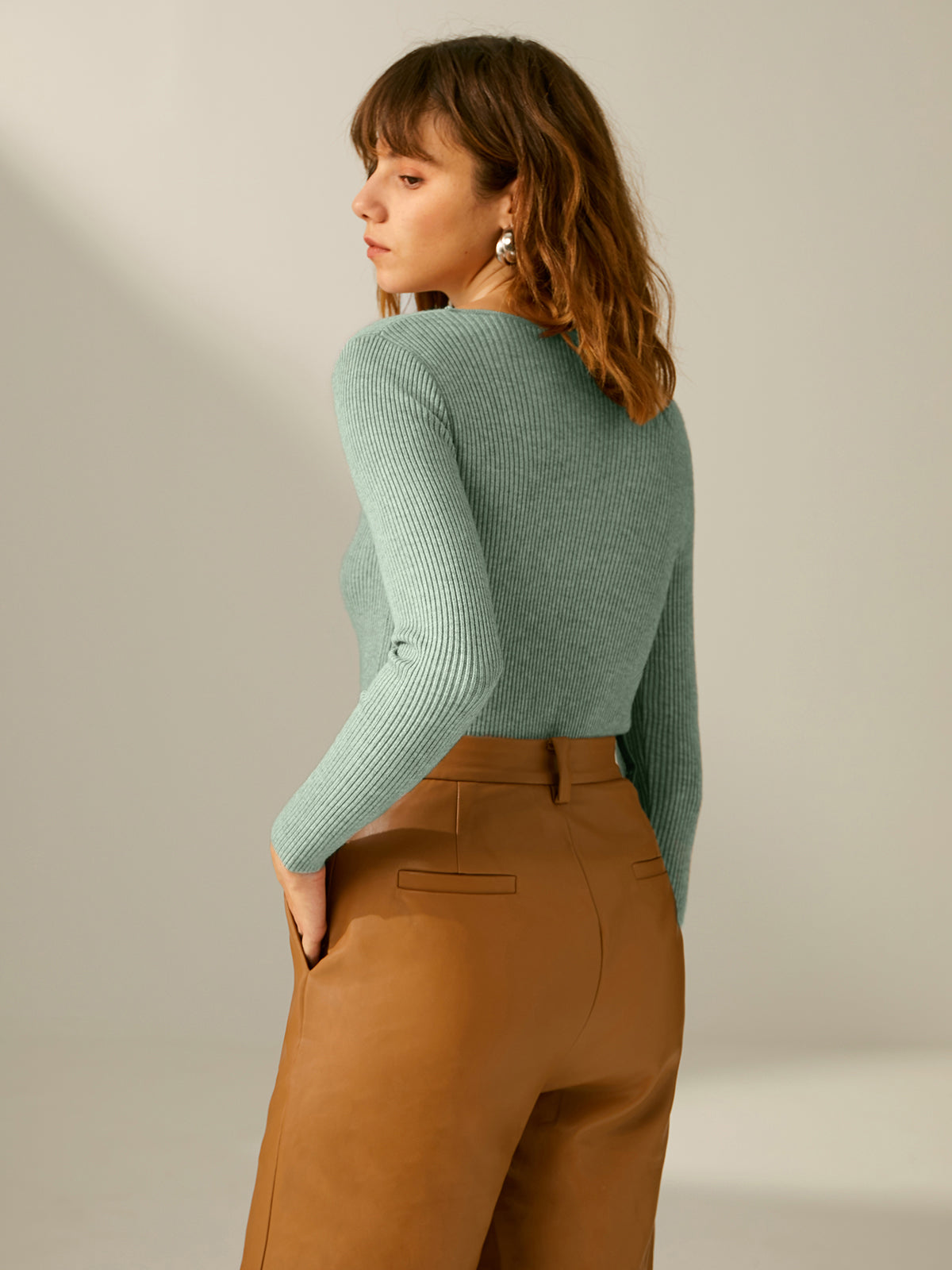 Thecomense - Cotton Clouds Ribbed Pullover Sweater