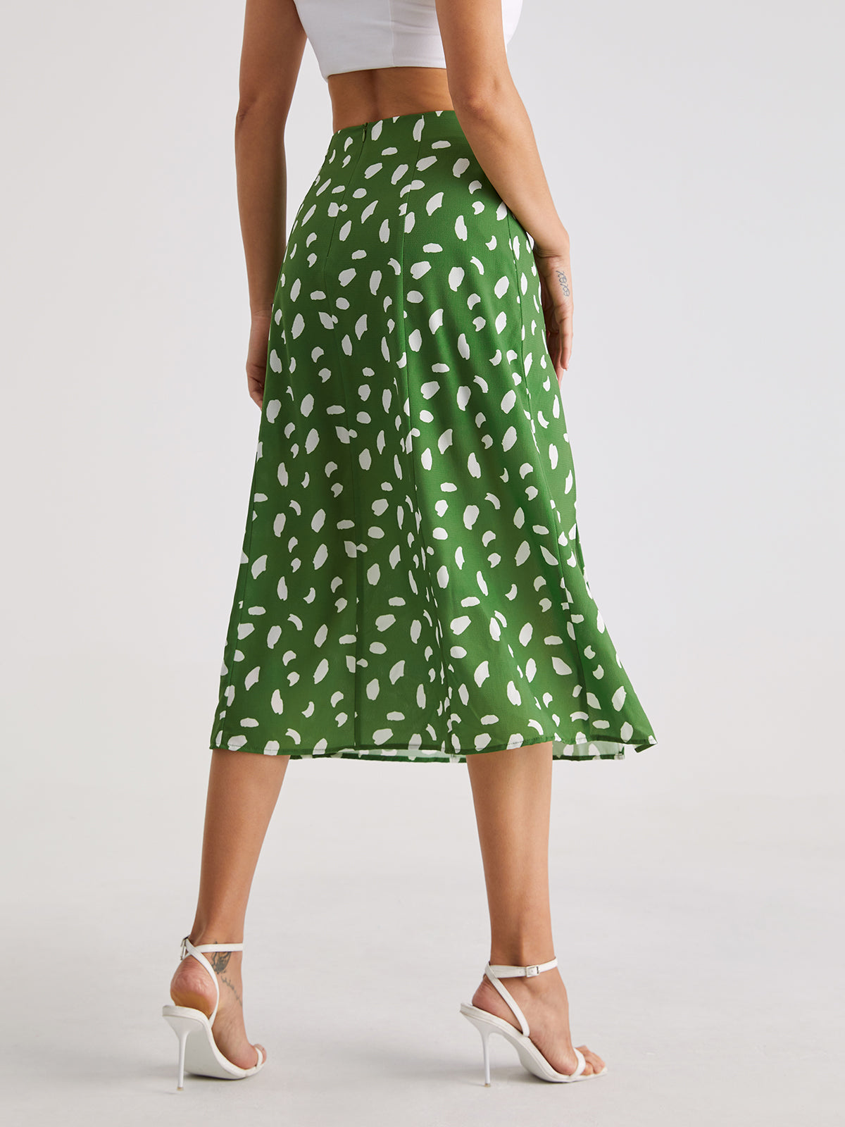 Thecomense - Light Petal High Waisted Midi Slit Skirt