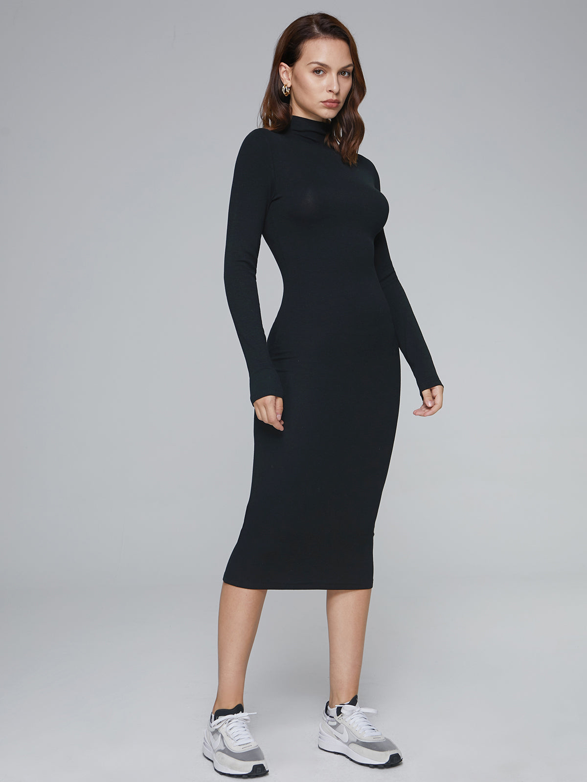 Thecomense - Long Sleeve Turtleneck Dress