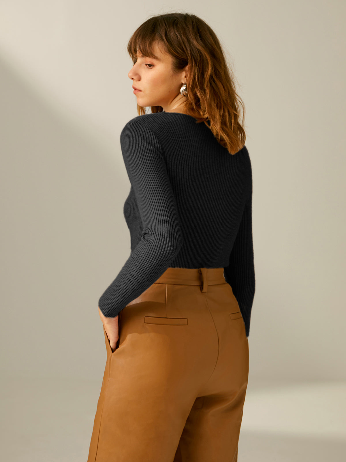 Thecomense - Cotton Clouds Ribbed Pullover Sweater