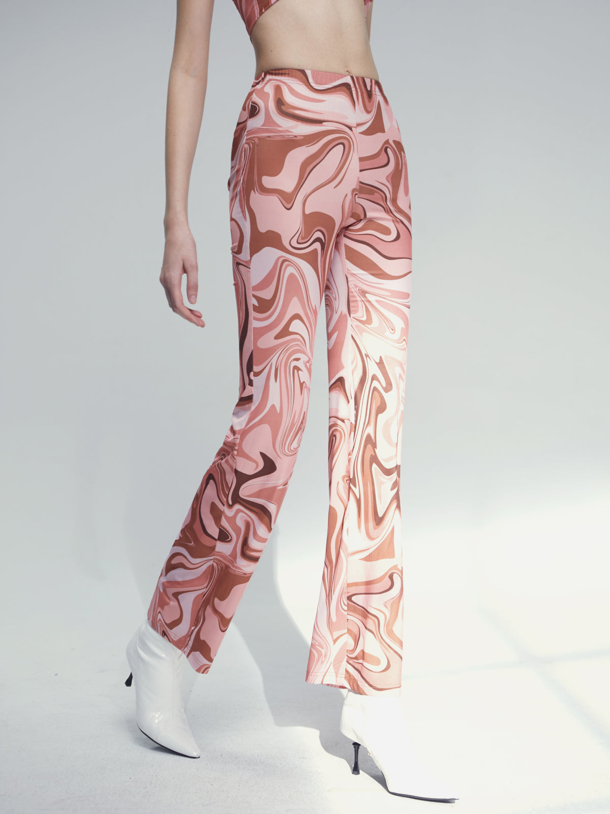 Thecomense - Groovy Halter Bralette and High Waisted Flare Pants Set