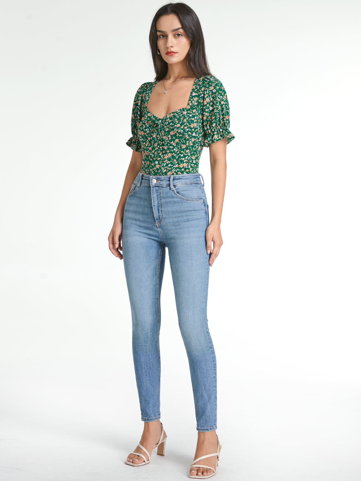 Thecomense - Sweetheart Short Ruffle Sleeve Garden Floral Top