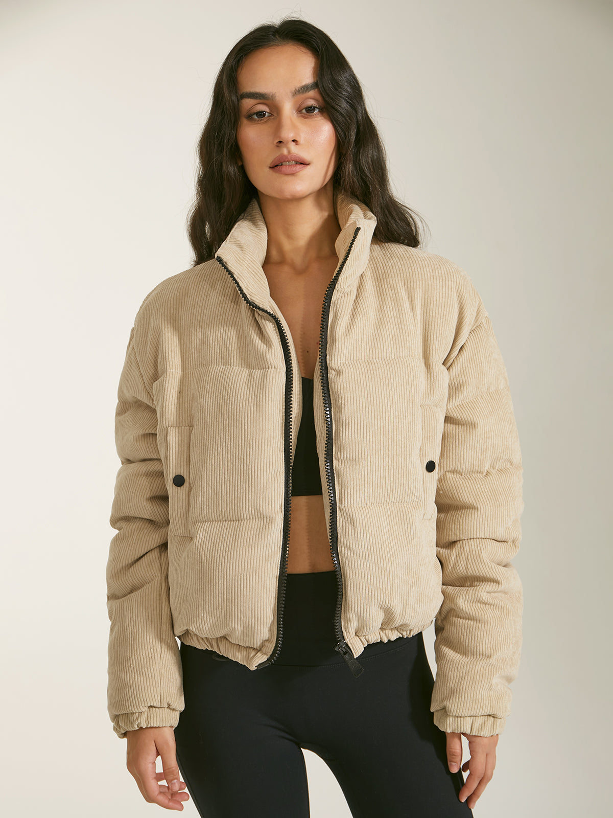 Thecomense - Cropped Funnel Neck Puffer Jacket