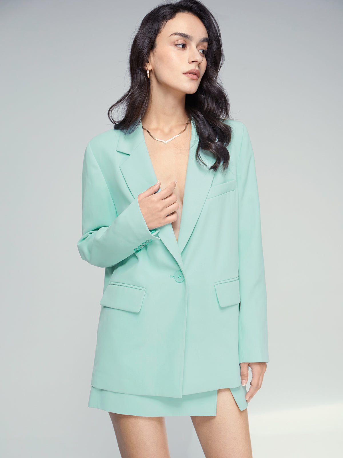 Thecomense - Single Button Pastel Blazer