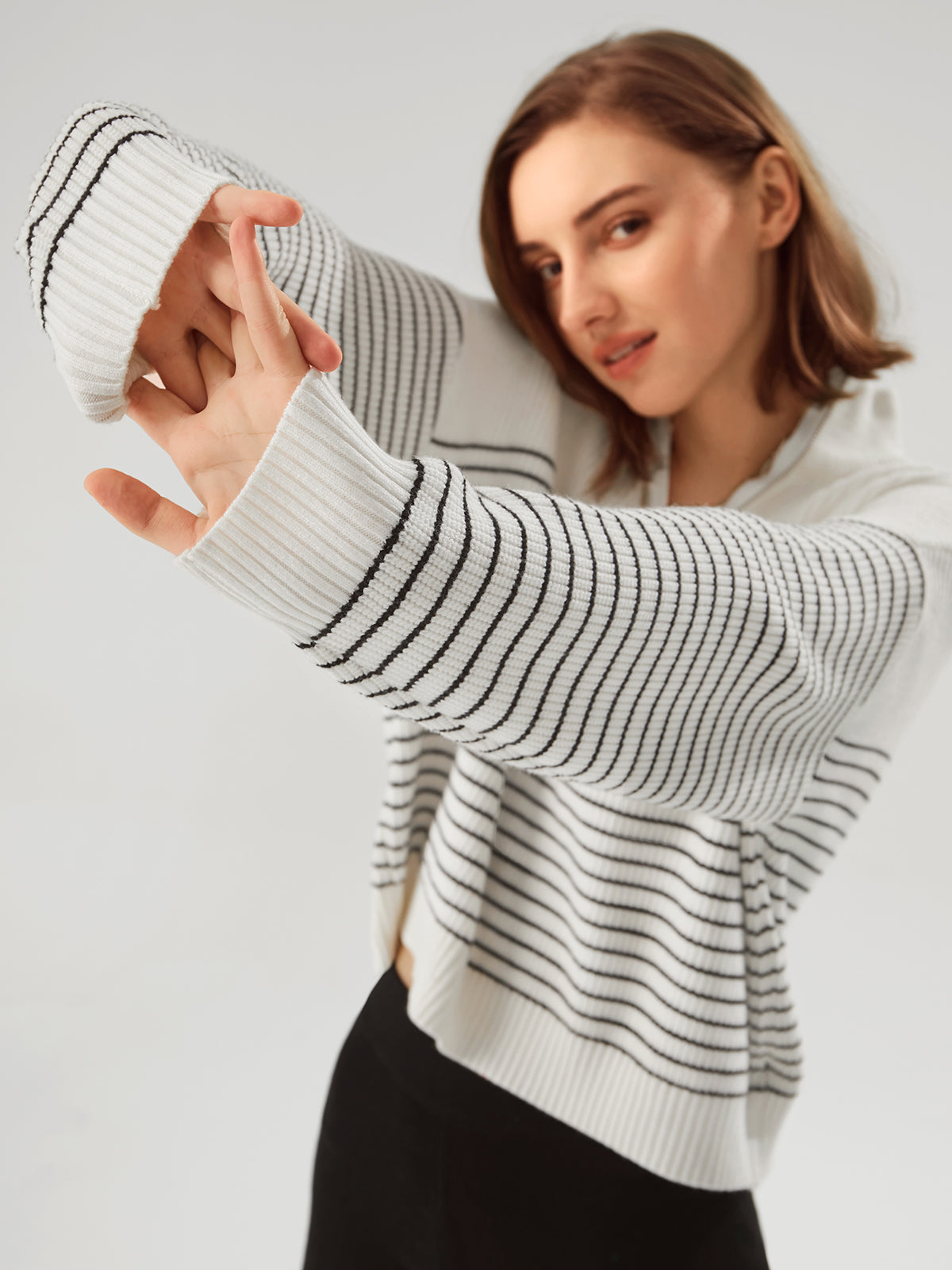 Thecomense - Alabastar Stripe Zip Sweater