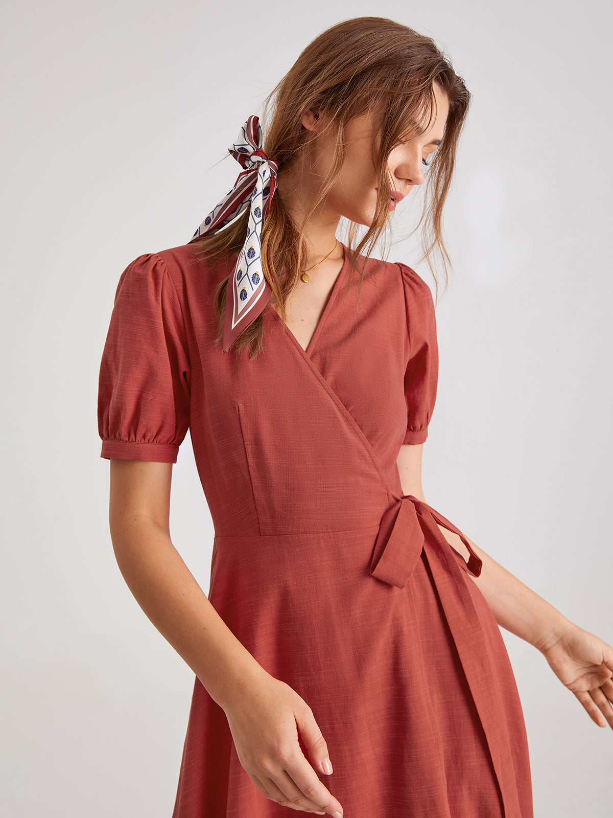 Thecomense - V-Neck Wrap Side Tie Maxi Dress
