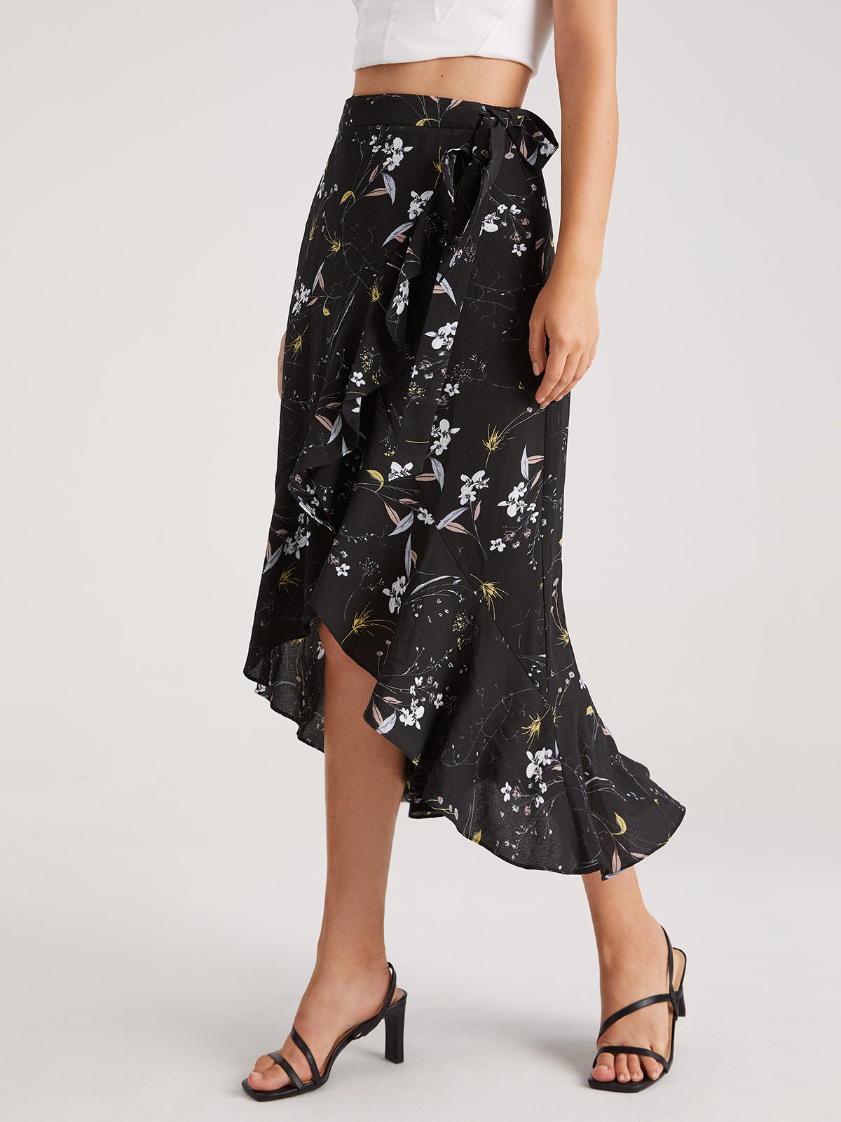 Thecomense - Pattern High Low Wrap Skirt