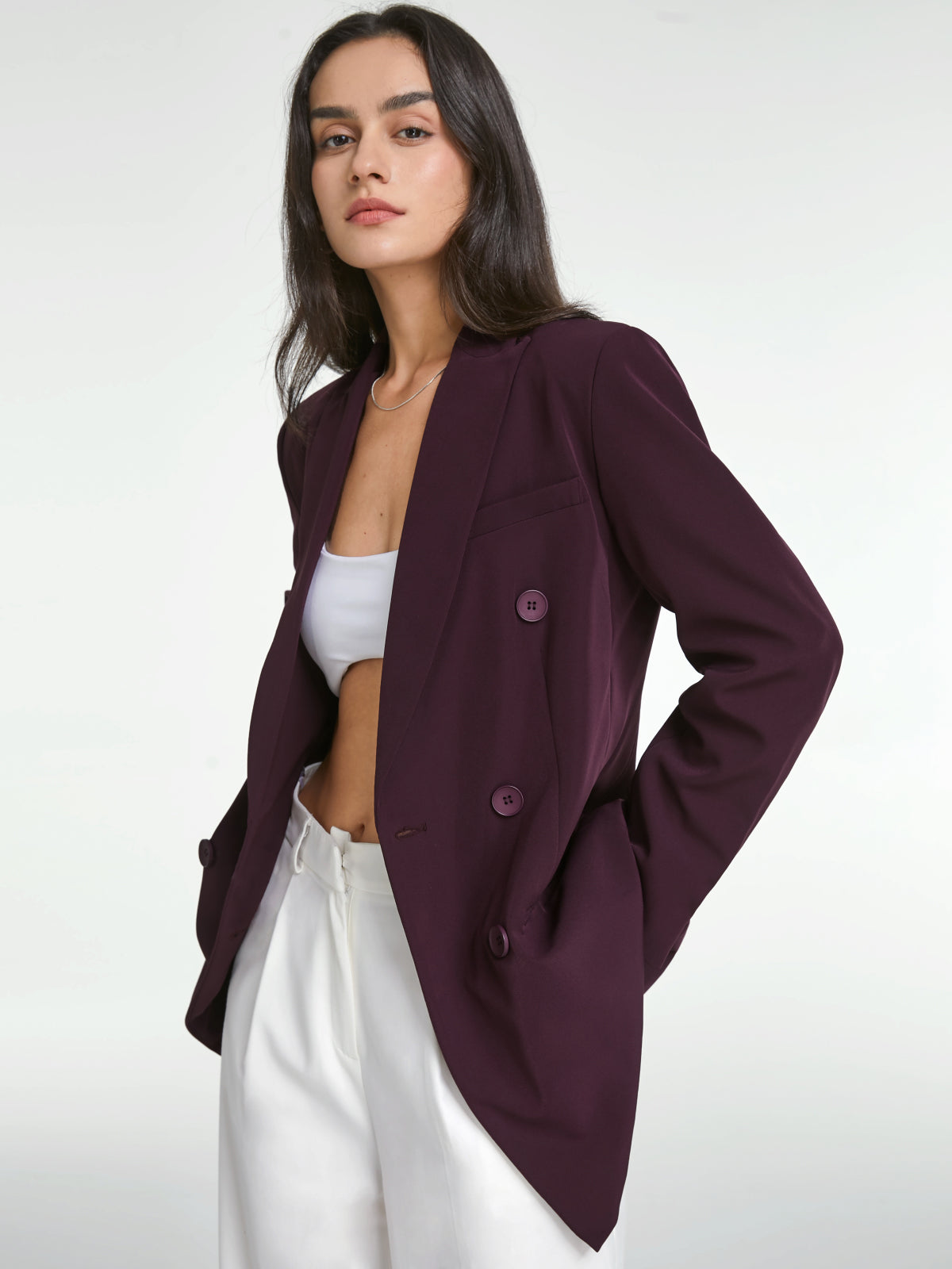 Thecomense - Double Breasted Fitted Long Blazer