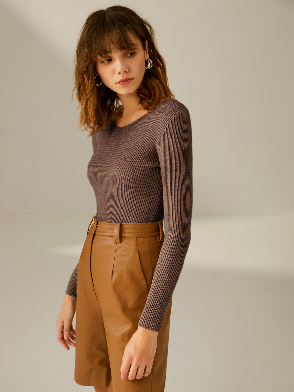 Thecomense - Cotton Clouds Ribbed Pullover Sweater