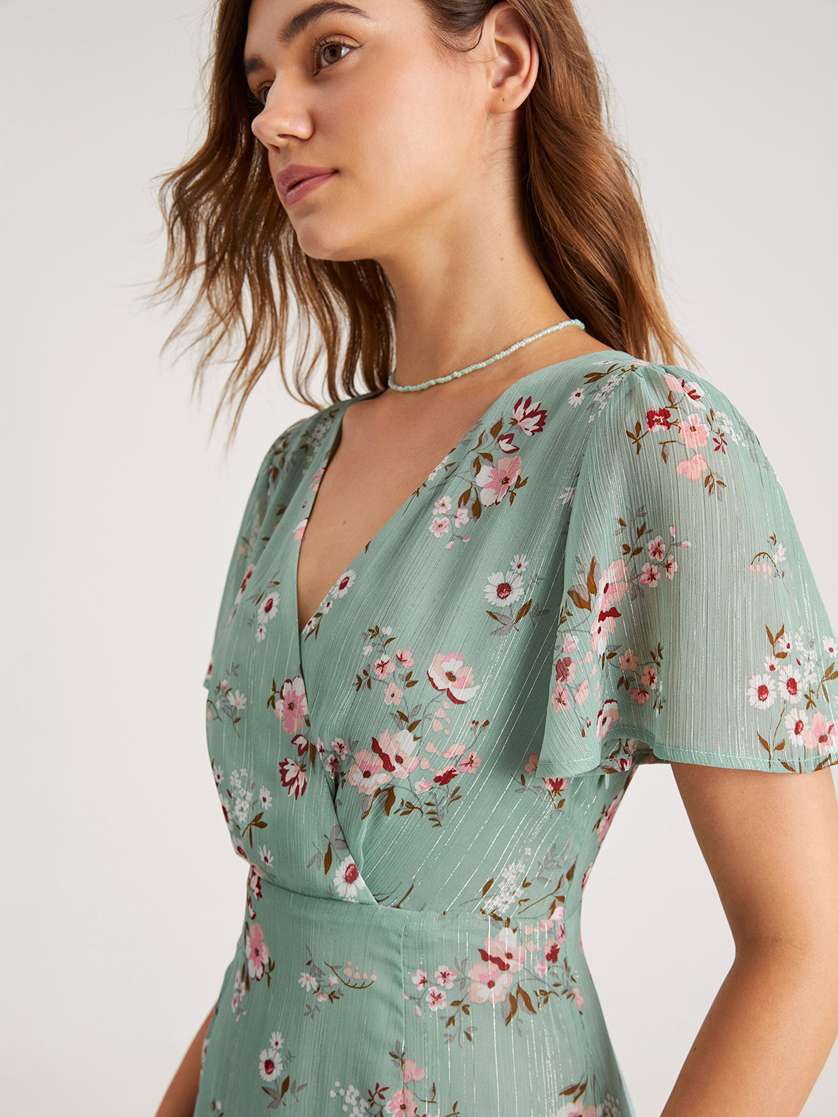 Thecomense - V-Neck Floral Tiered Short Dress