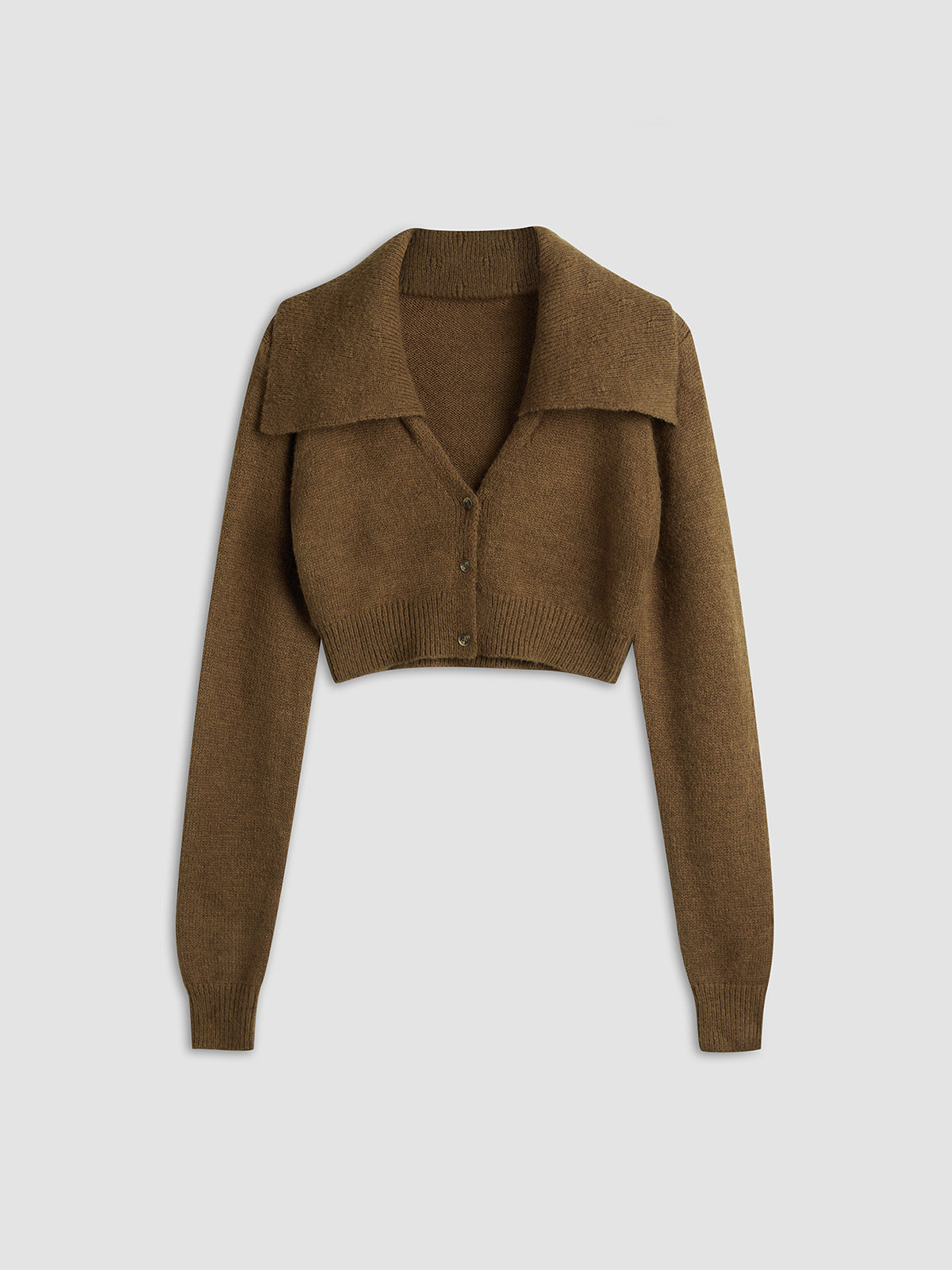 Thecomense - Cropped Cardigan with Collar