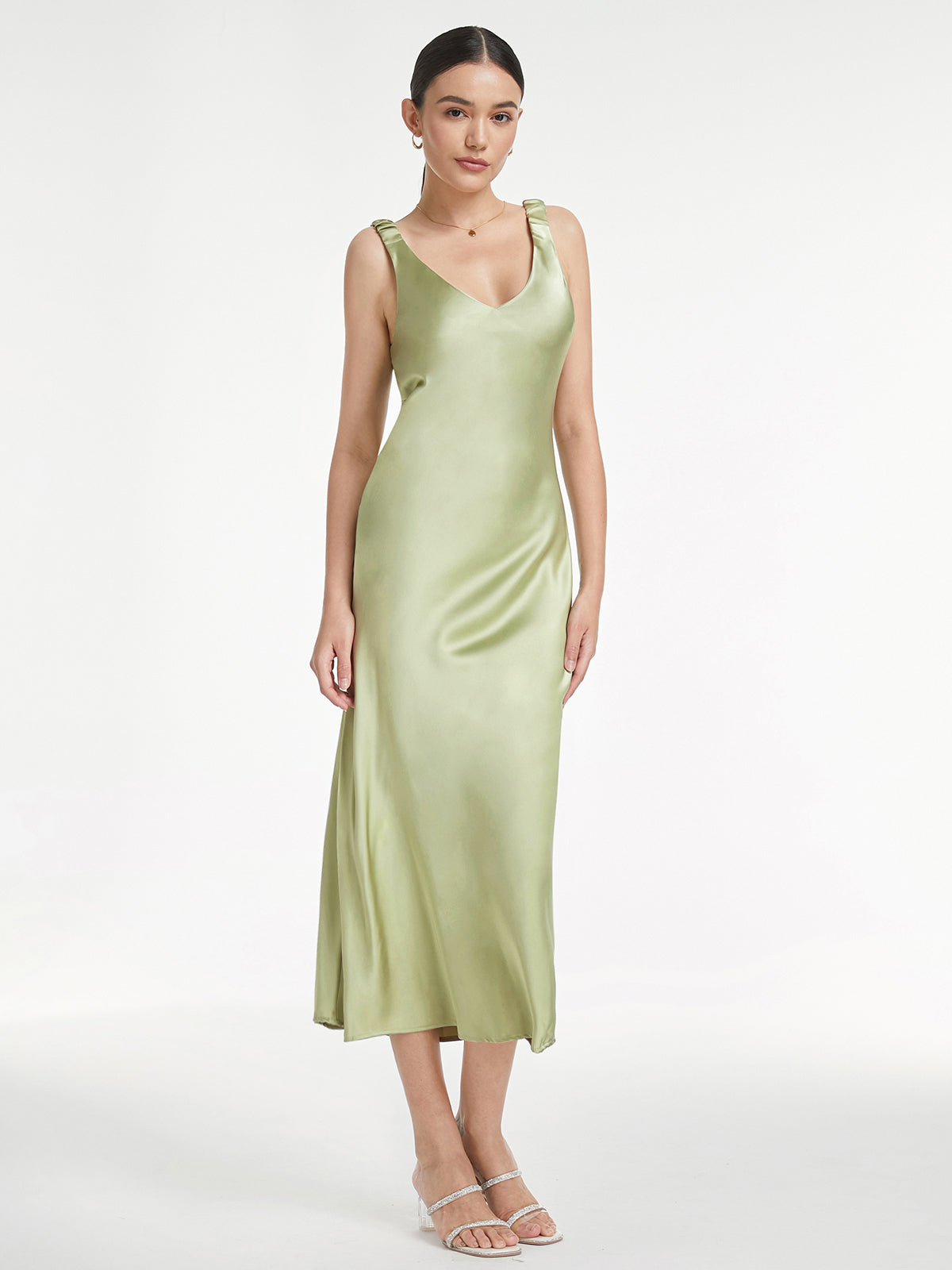 Thecomense - Green Weekends Satin Dress