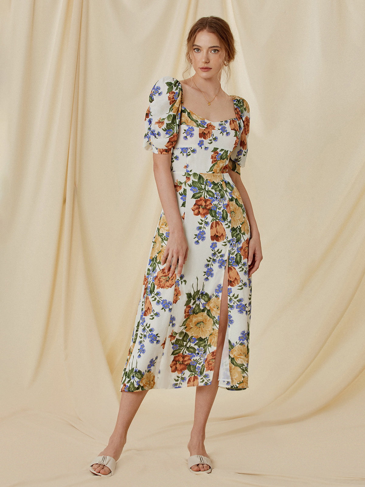 Thecomense - Coachmen Floral Slit Dress