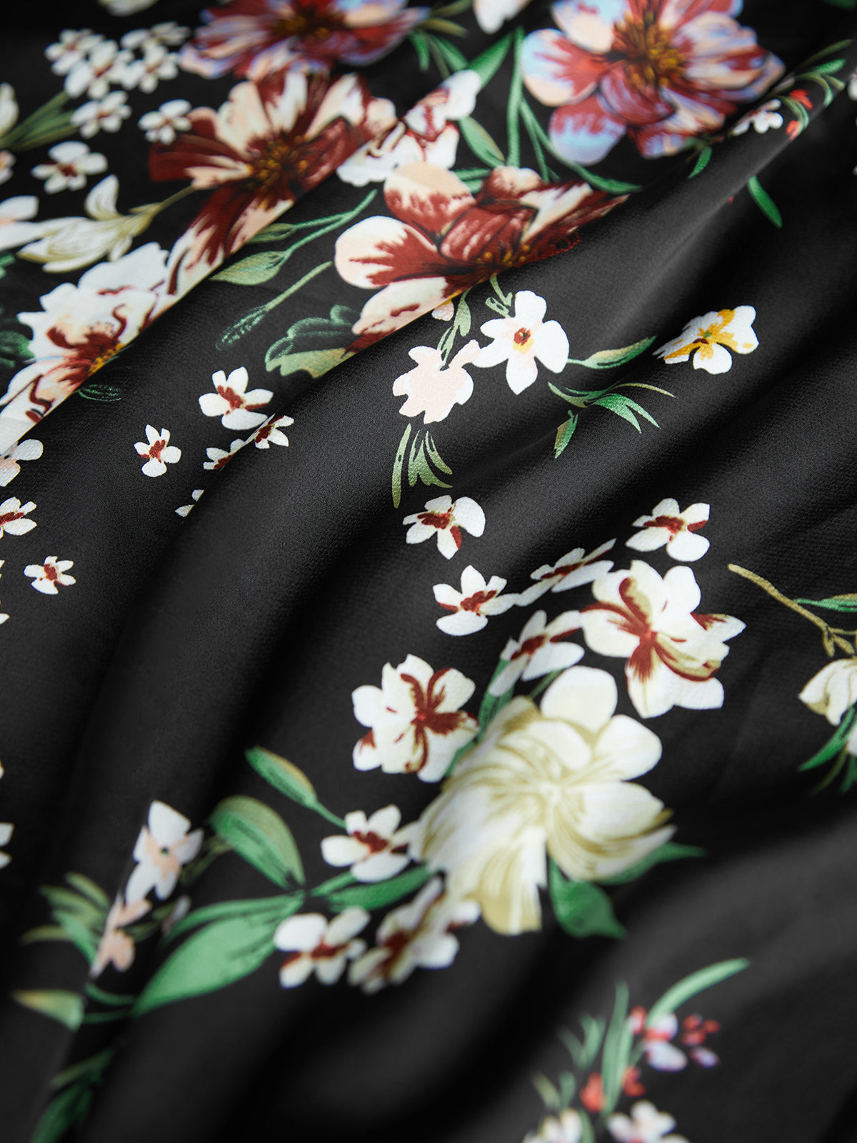Thecomense - Contrast Floral Tie Strap Midi Dress