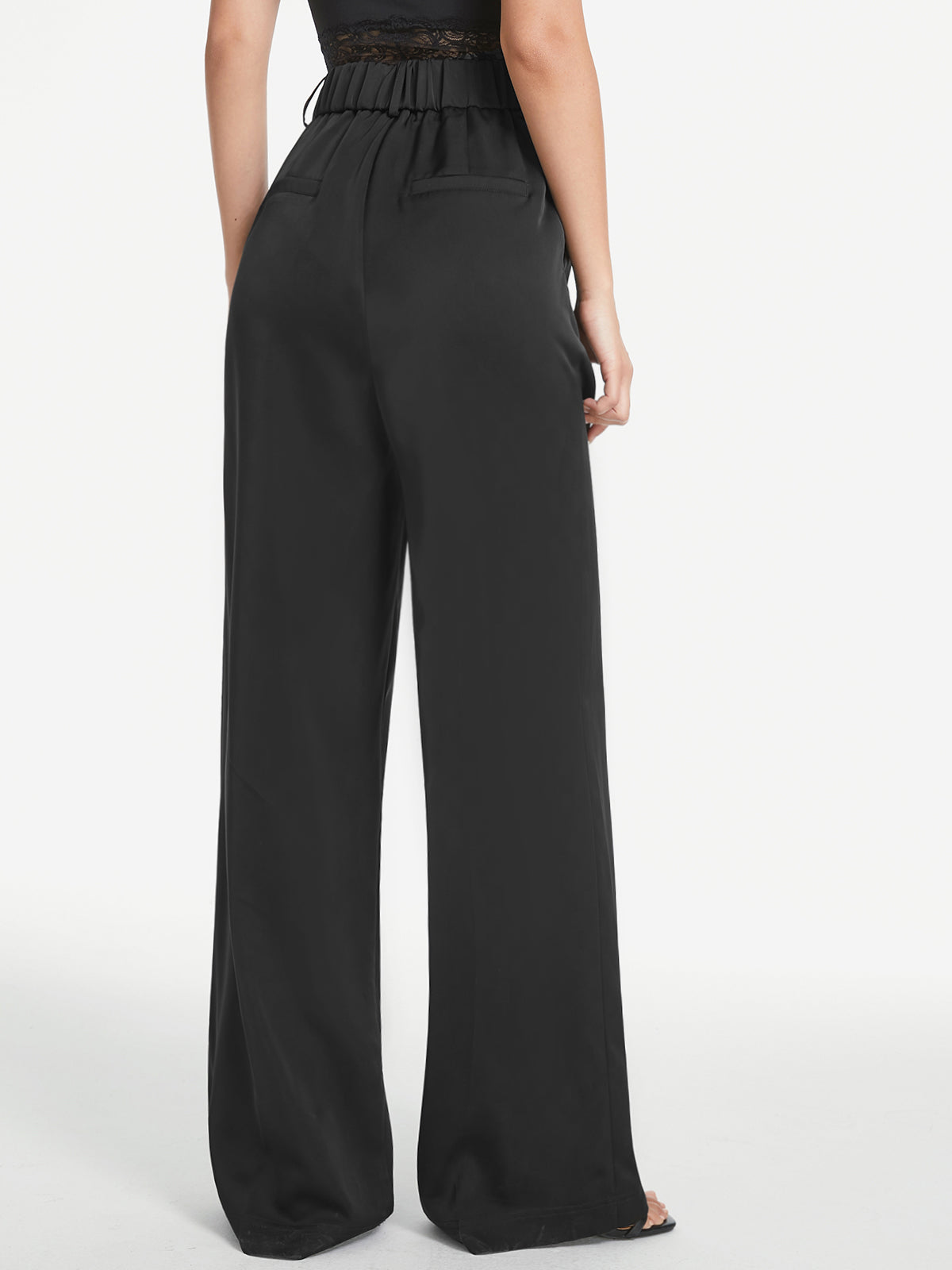 Thecomense - Gingham High Waisted Pleat Front Wide Leg Trousers
