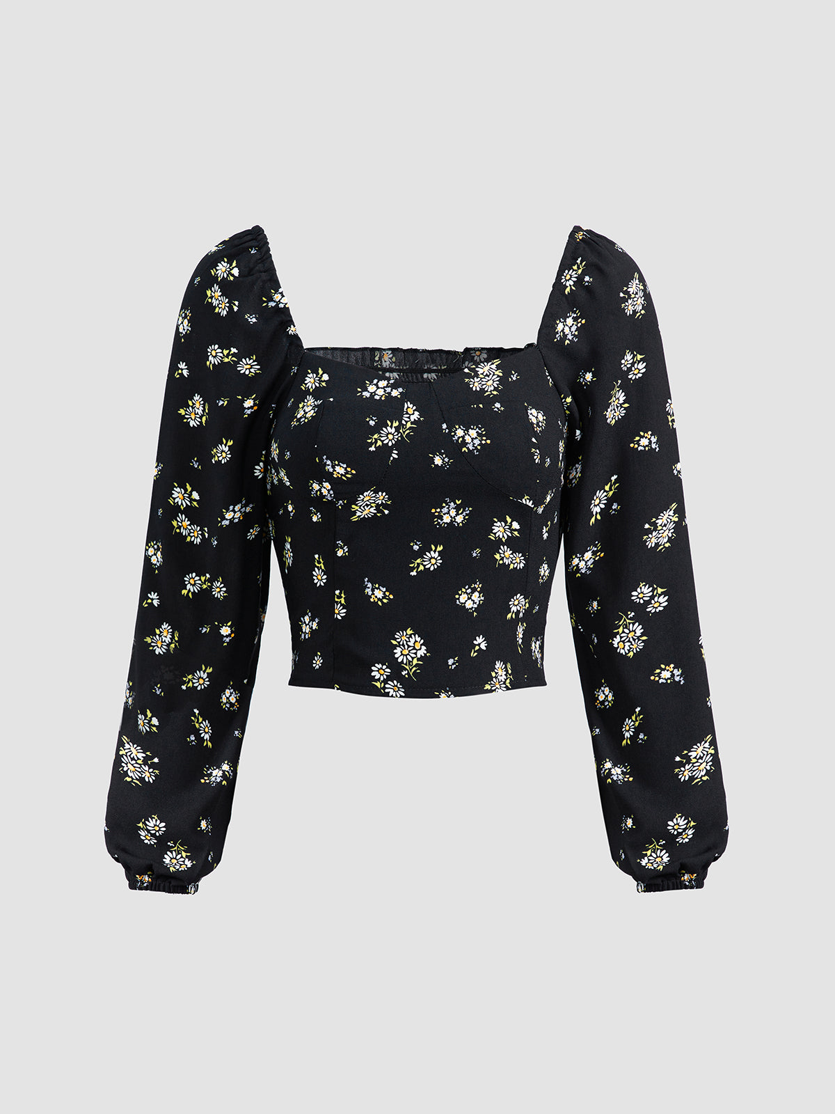 Thecomense - Evening Petals Square Neck Top