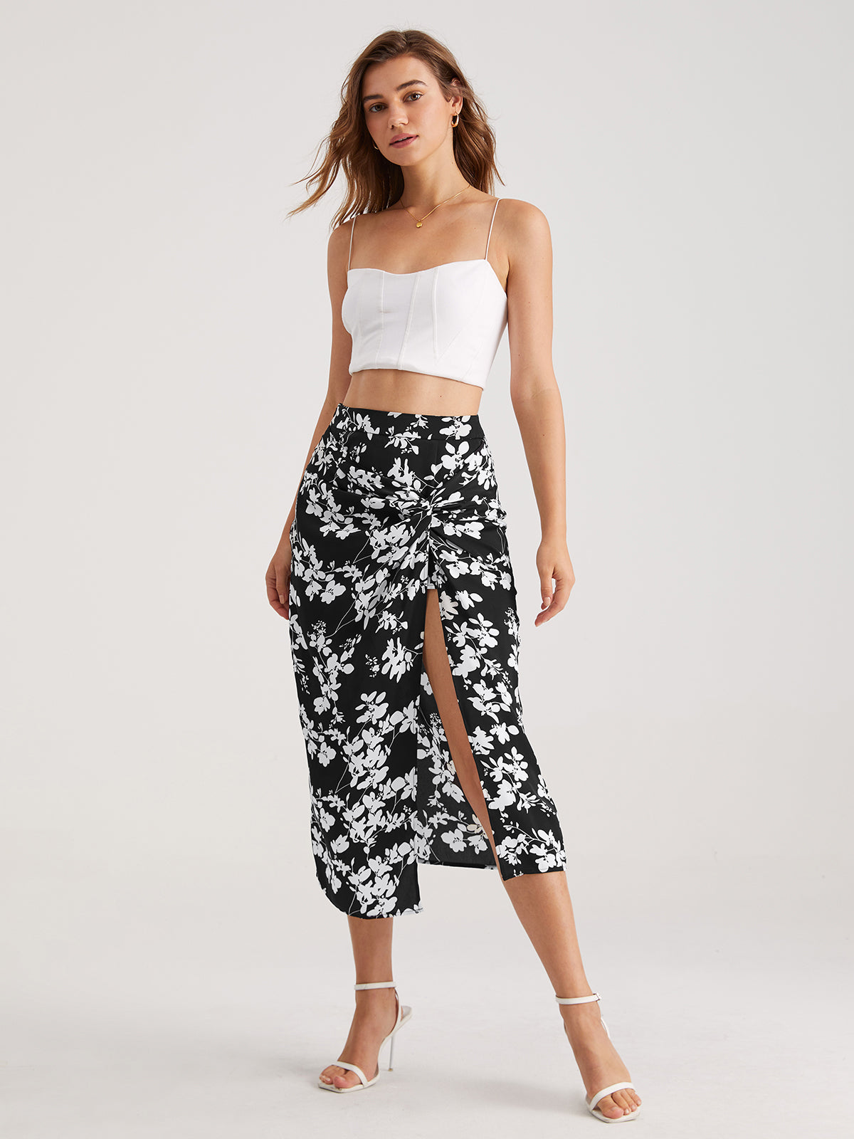 Thecomense - Floral Midi Skirt