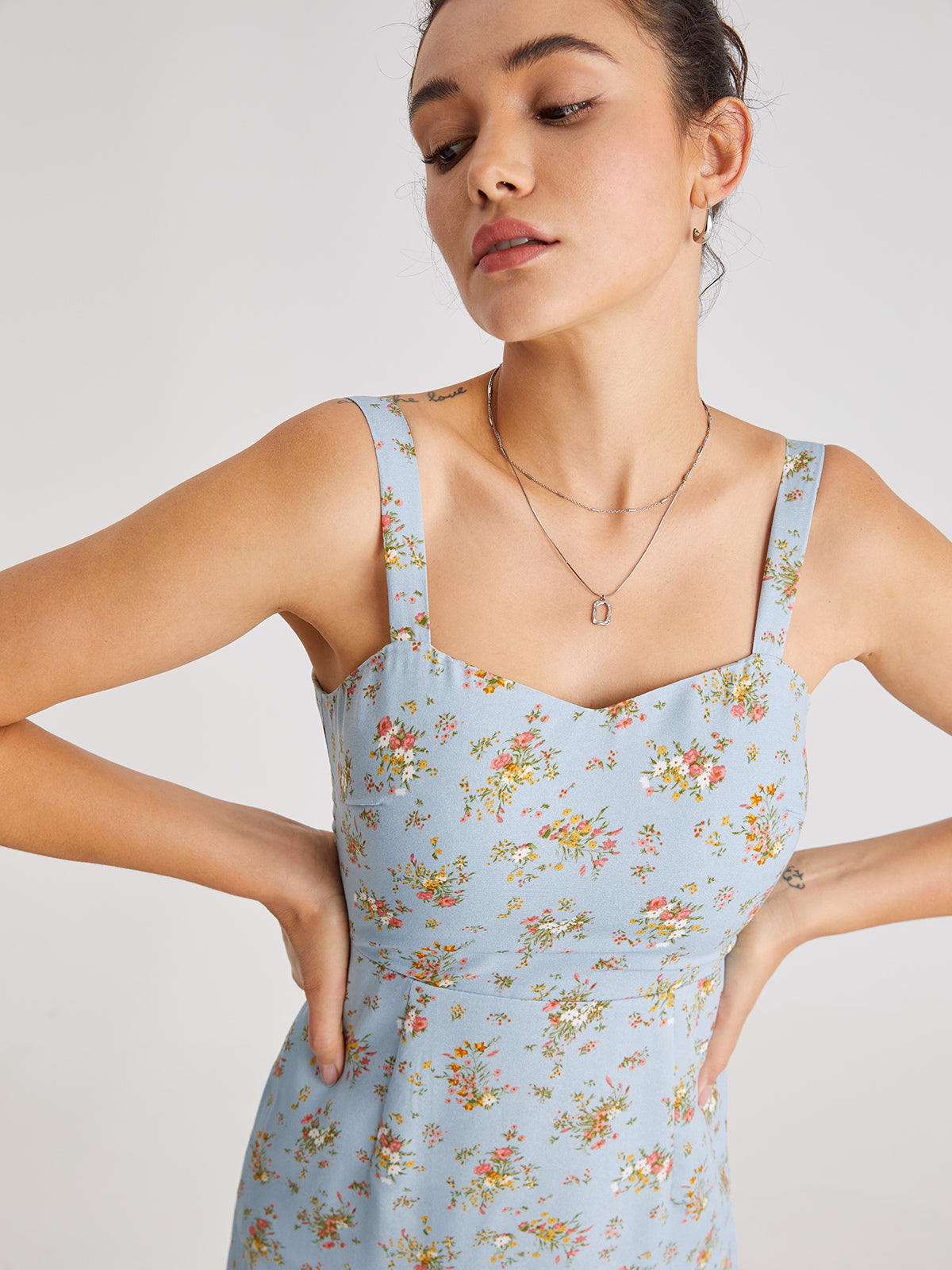 Thecomense - English Bouquet Mini Strap Dress