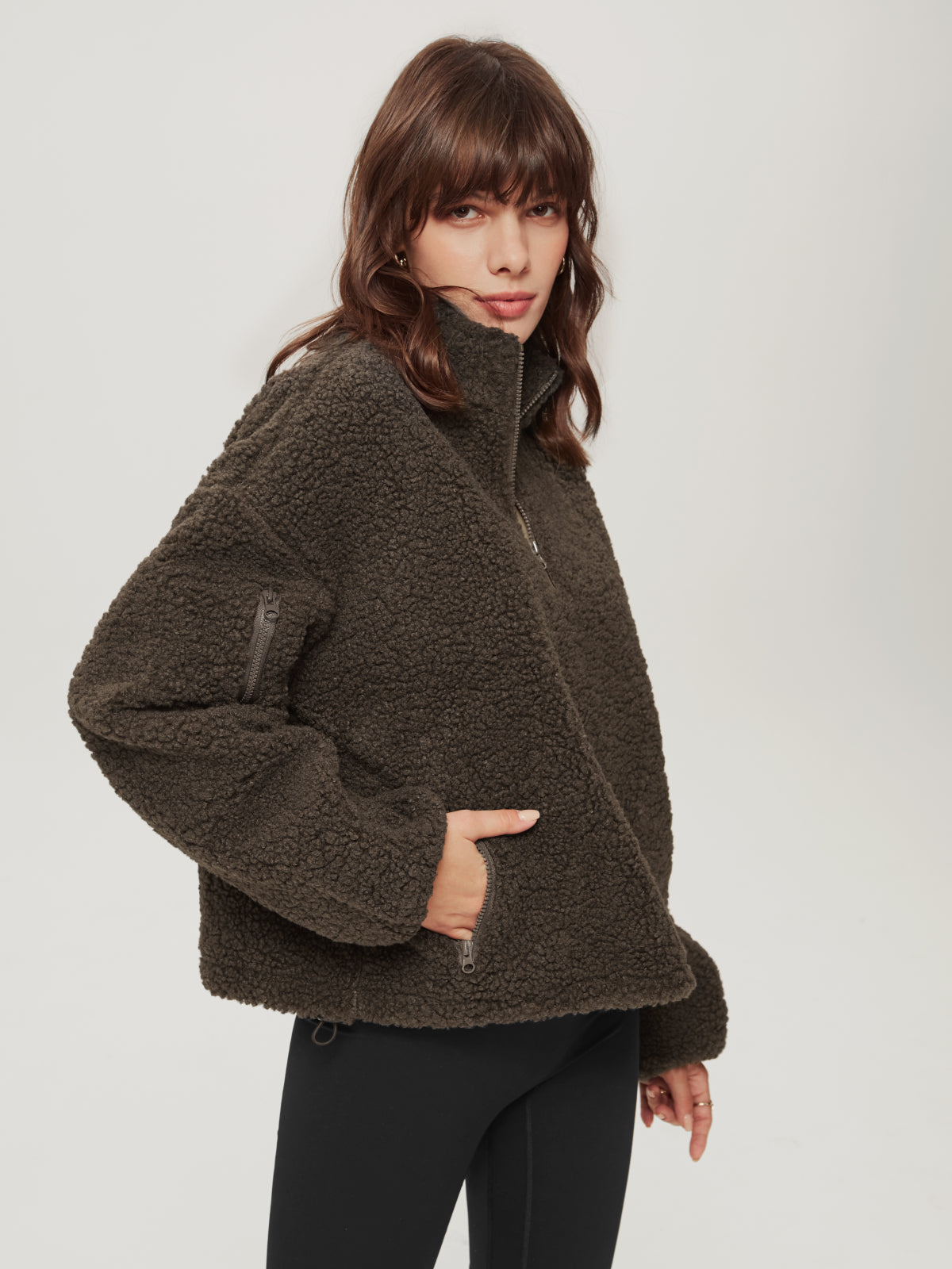 Thecomense - Cozy Teddy Quarter Zip Jacket