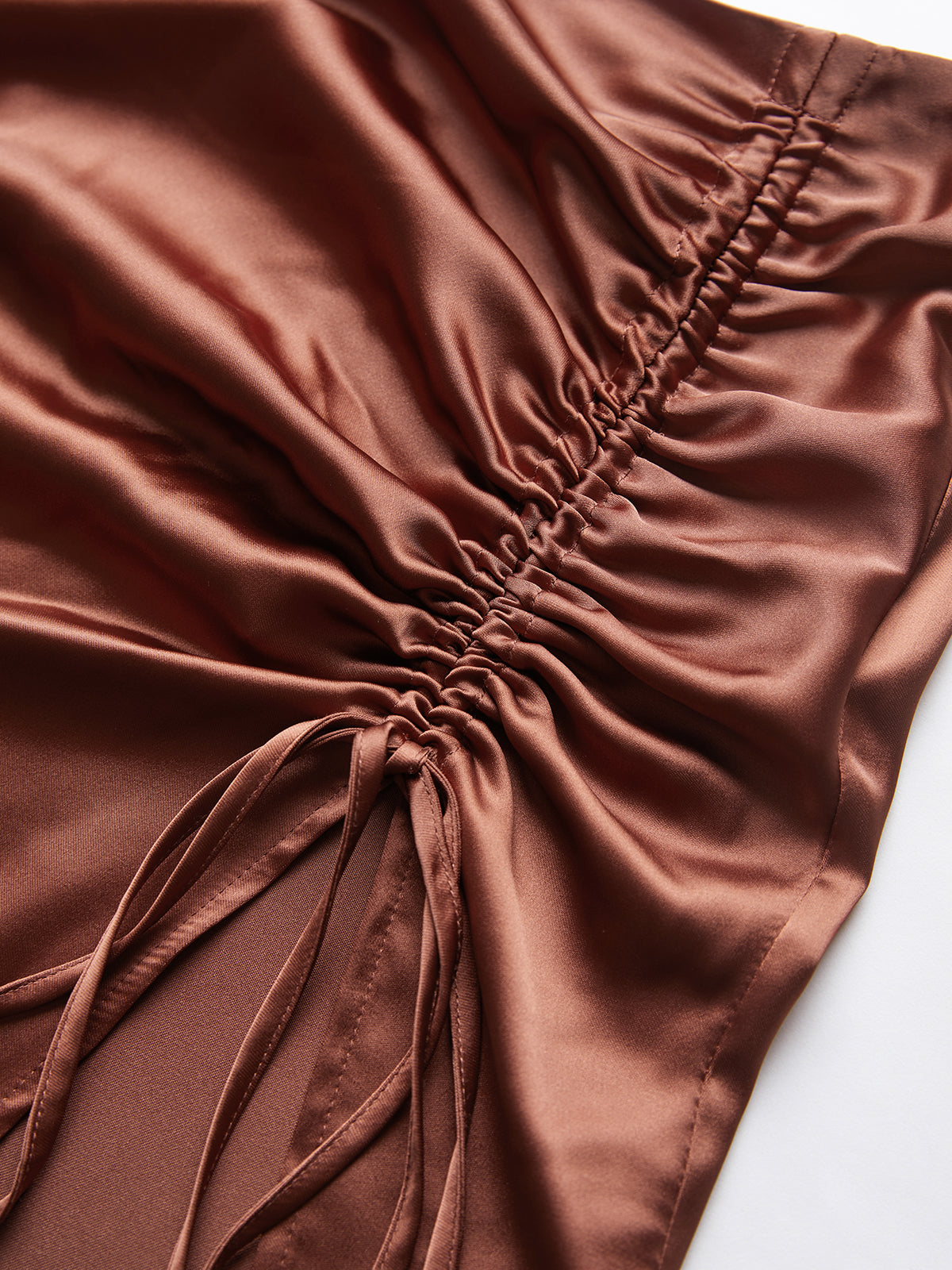 Thecomense - Cocoa Beans Ruched Flowy Skirt