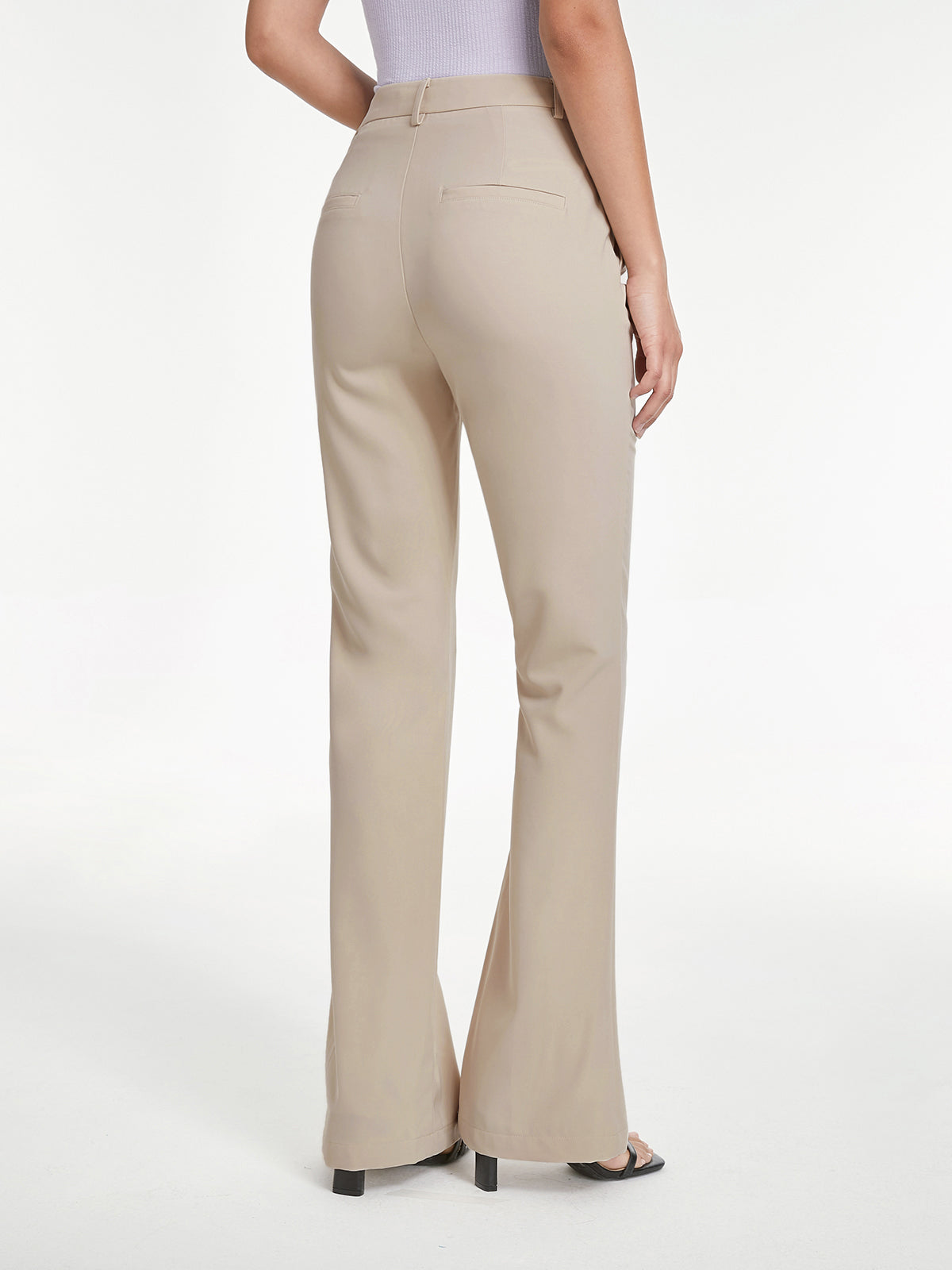 Thecomense - High Waisted Asymmetrical Closure Seam Detail Flare Trousers