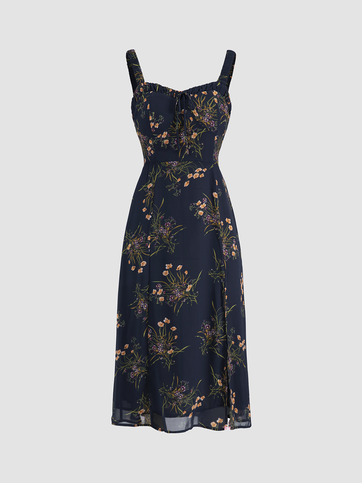 Thecomense - Floralia Fantasy Ruched Strap Dress