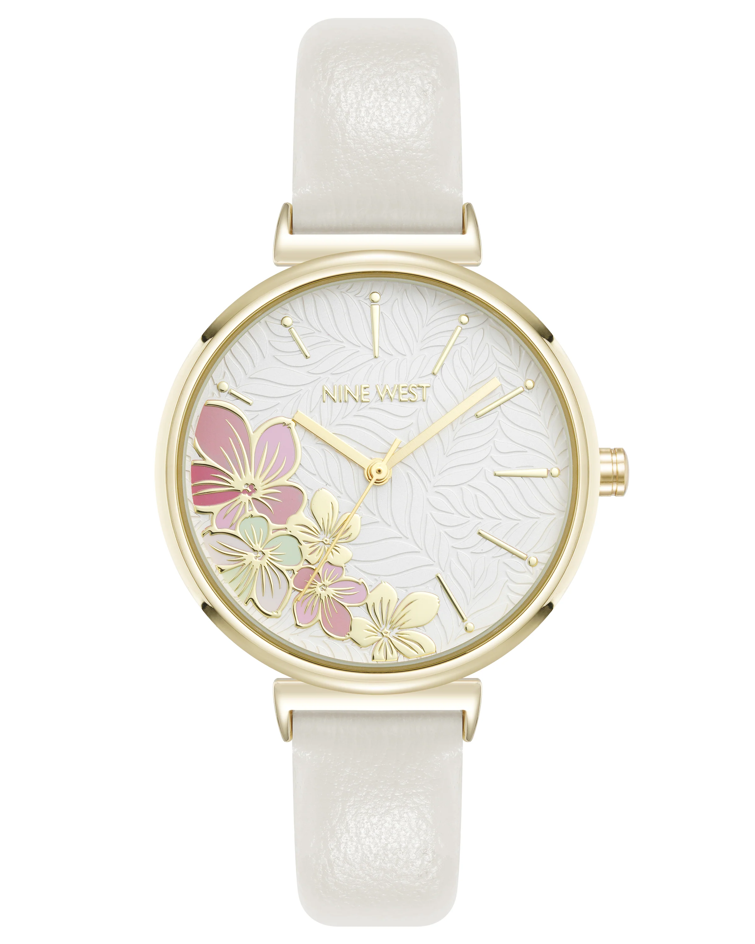 Pink Floral Dial Strap Watch