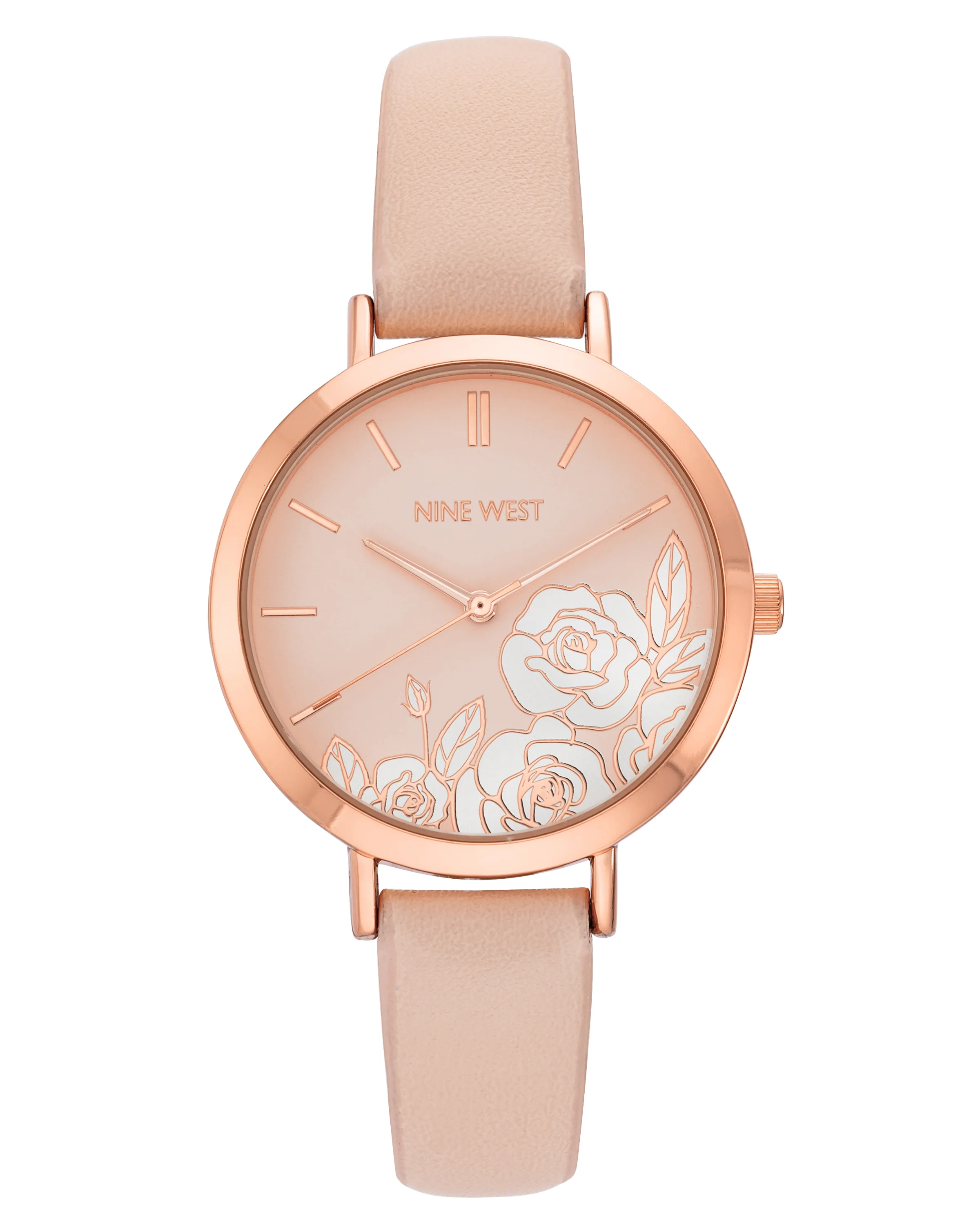 Floral Dial Smooth Strap Watch