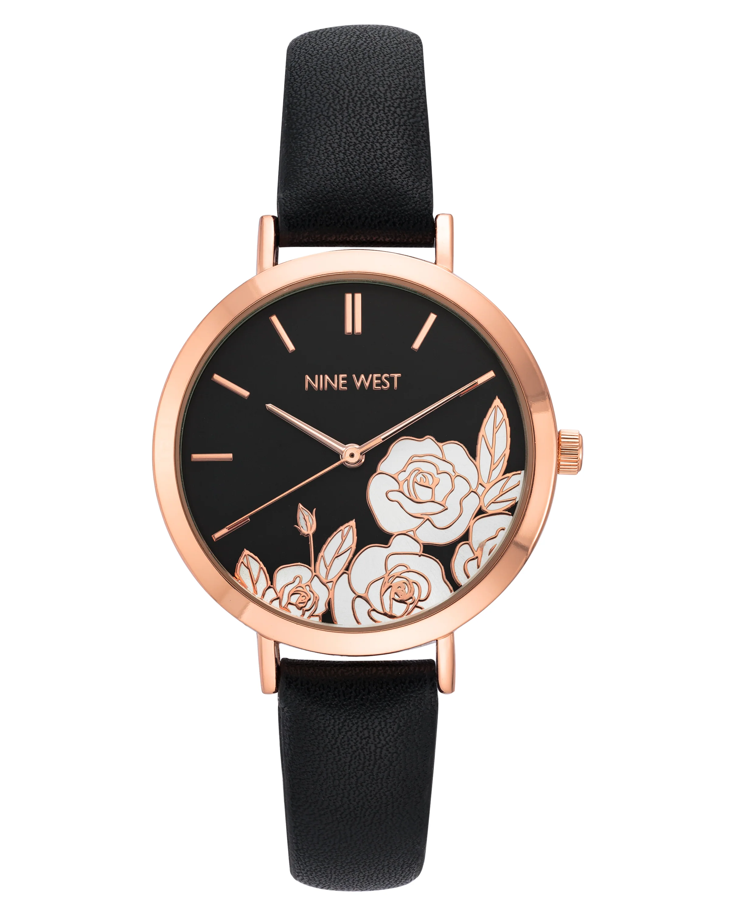 Floral Dial Smooth Strap Watch