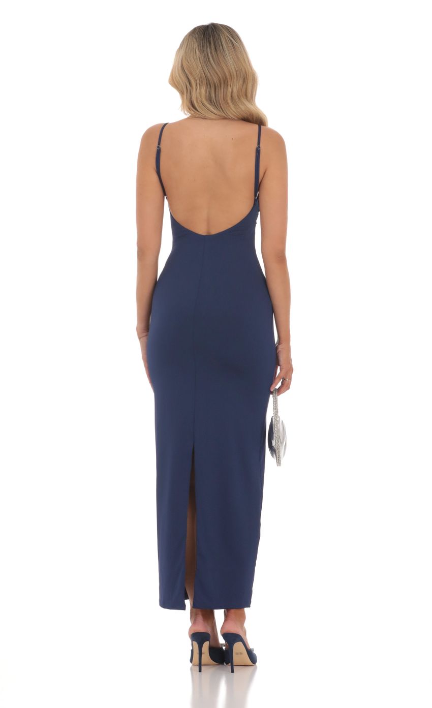 Open Back Bodycon Maxi Dress in Navy
