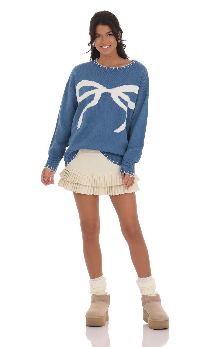 Bow Print Jumper in Blue