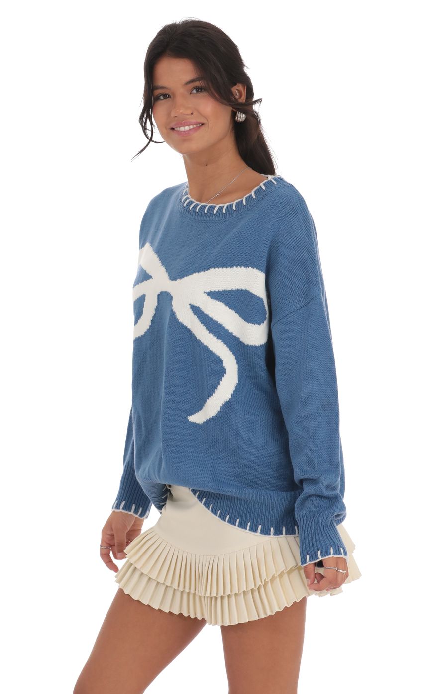 Bow Print Jumper in Blue